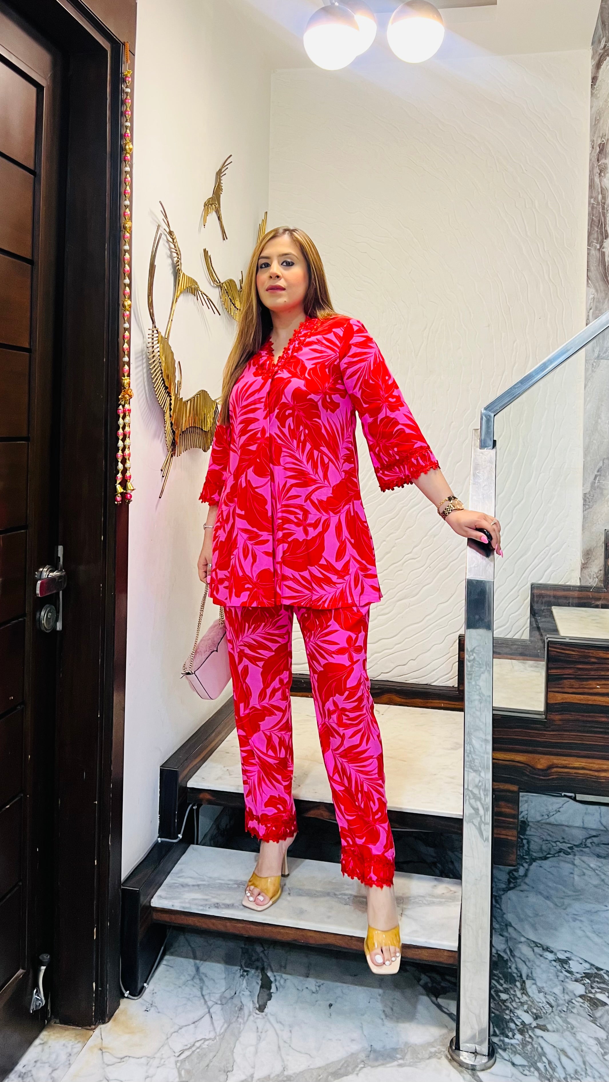 Pink Flower Cotton Co-Ord