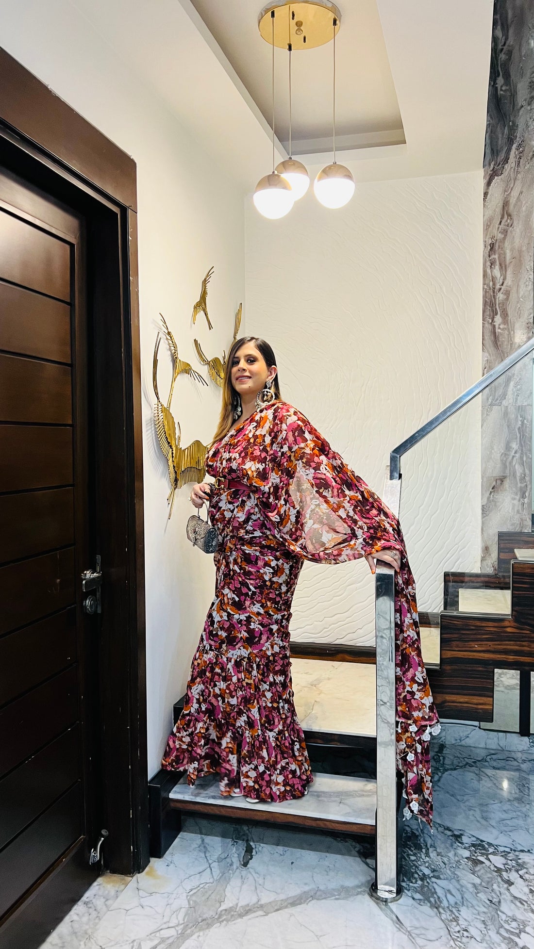 Teej Bougainville Maxi Saree