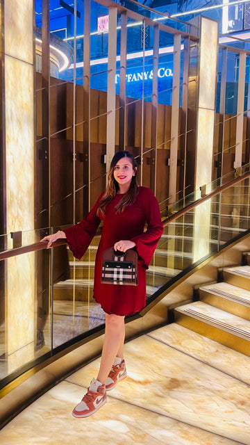 Cranberry Maroon Date Dress