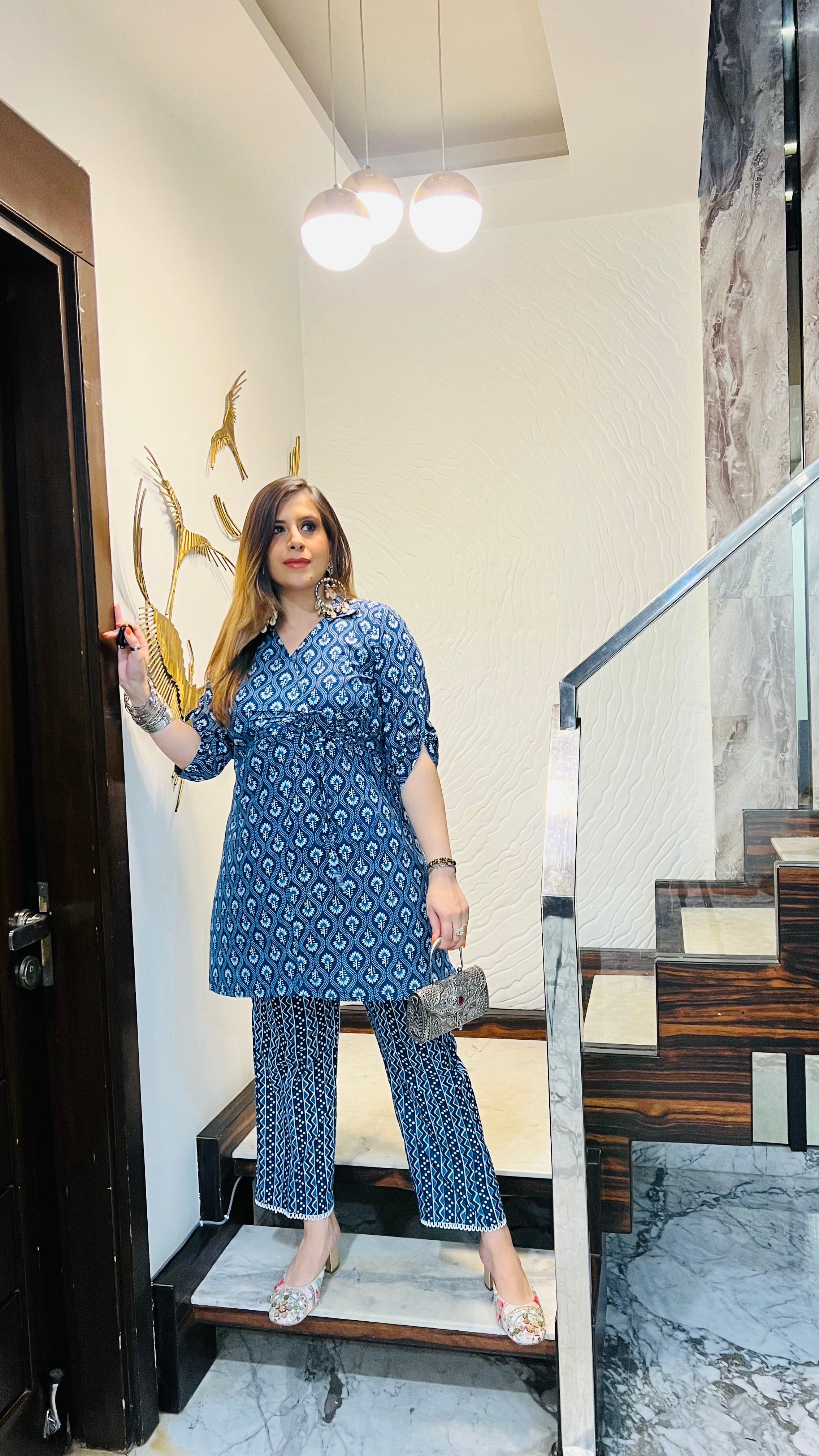 Navy Blue Jaipuri Co-Ord