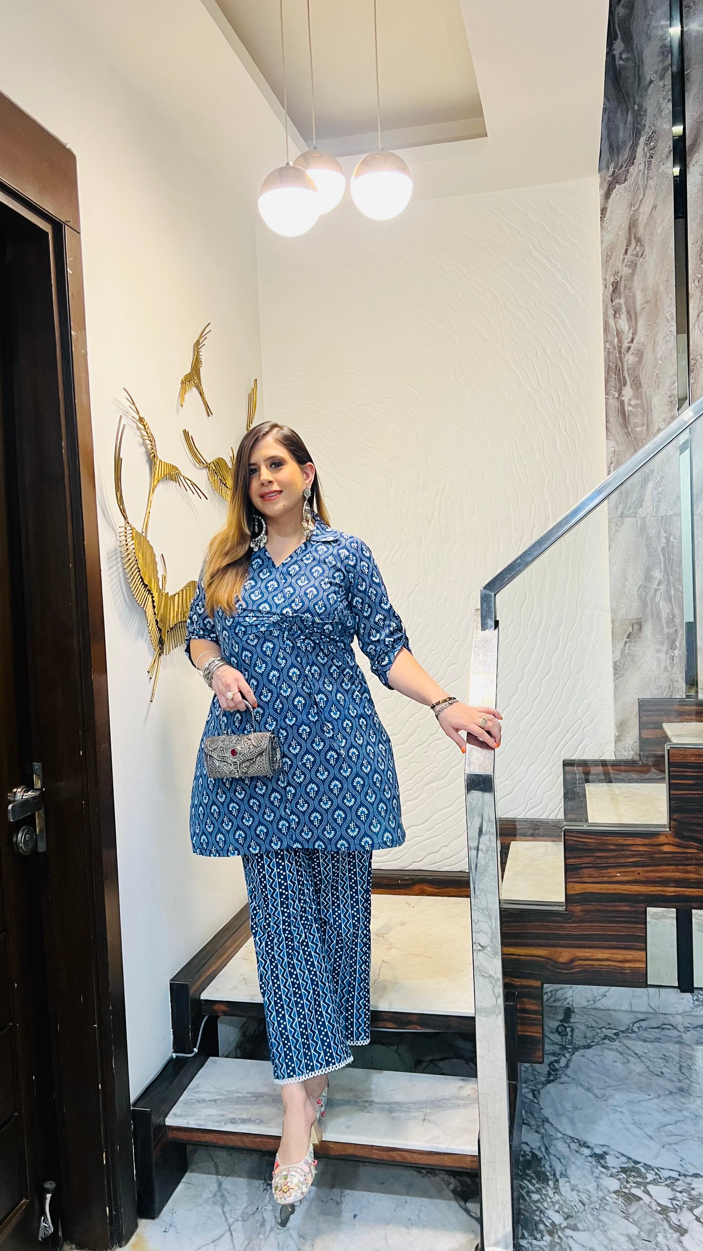 Navy Blue Jaipuri Co-Ord