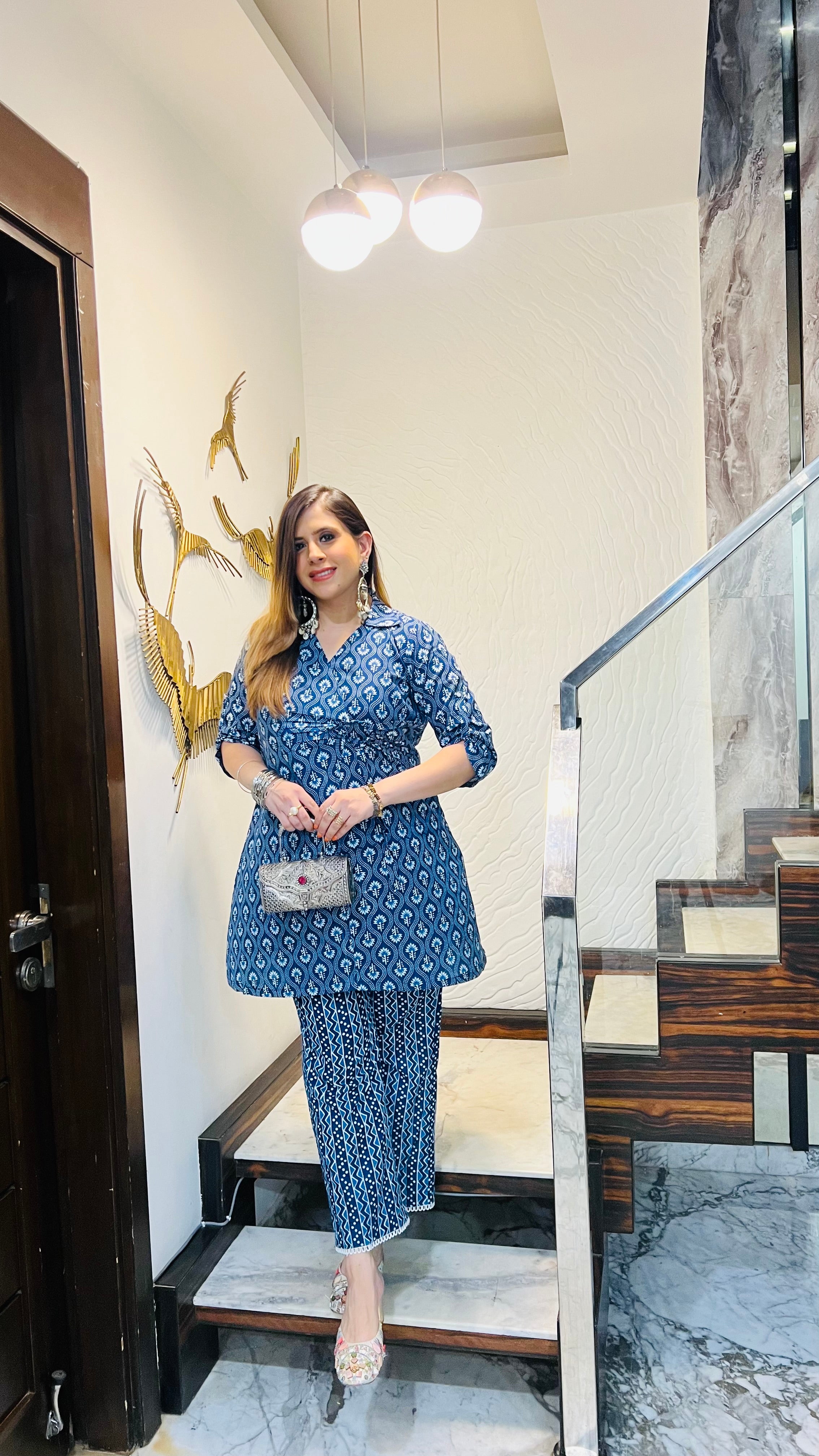 Navy Blue Jaipuri Co-Ord