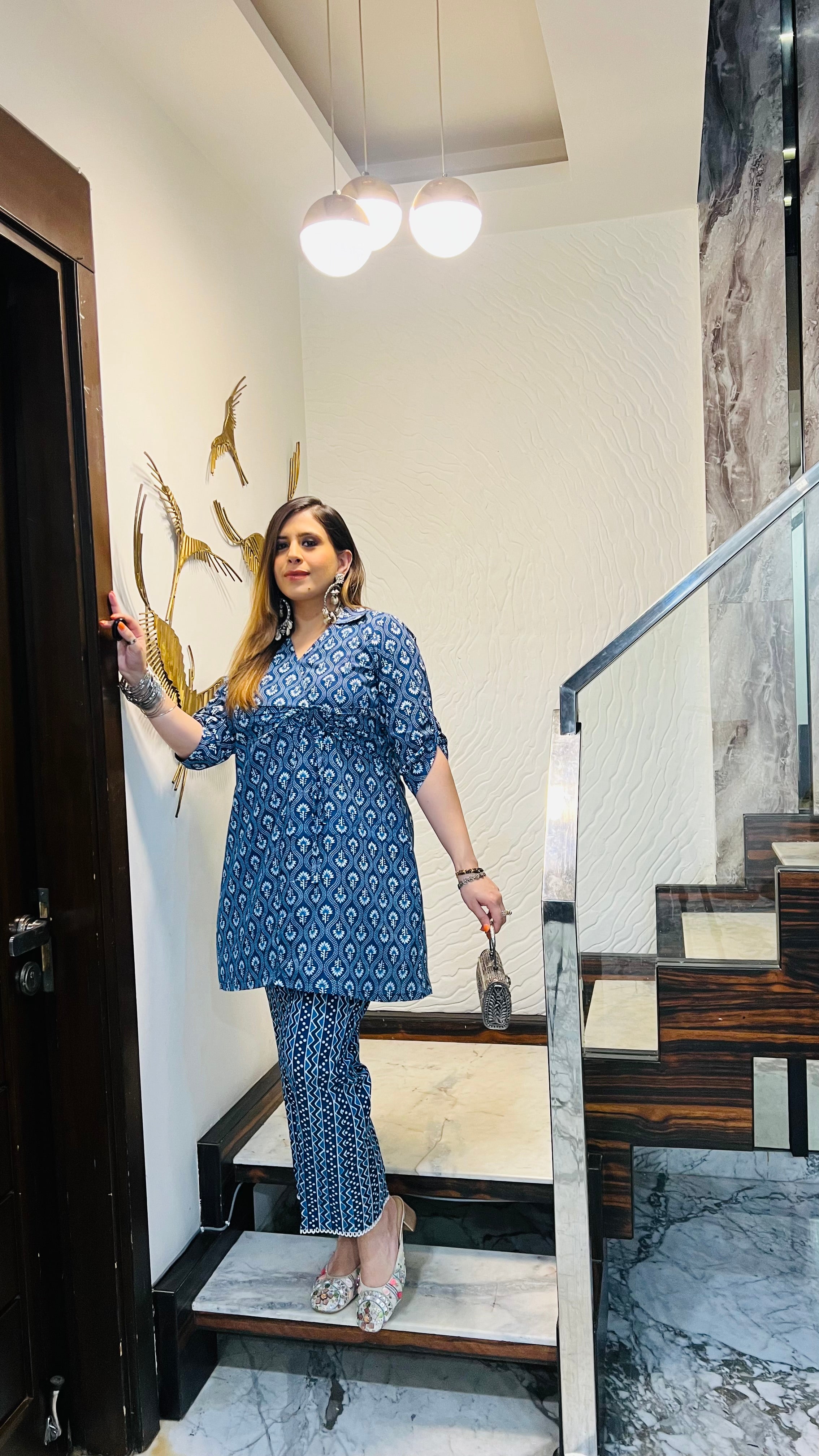 Navy Blue Jaipuri Co-Ord