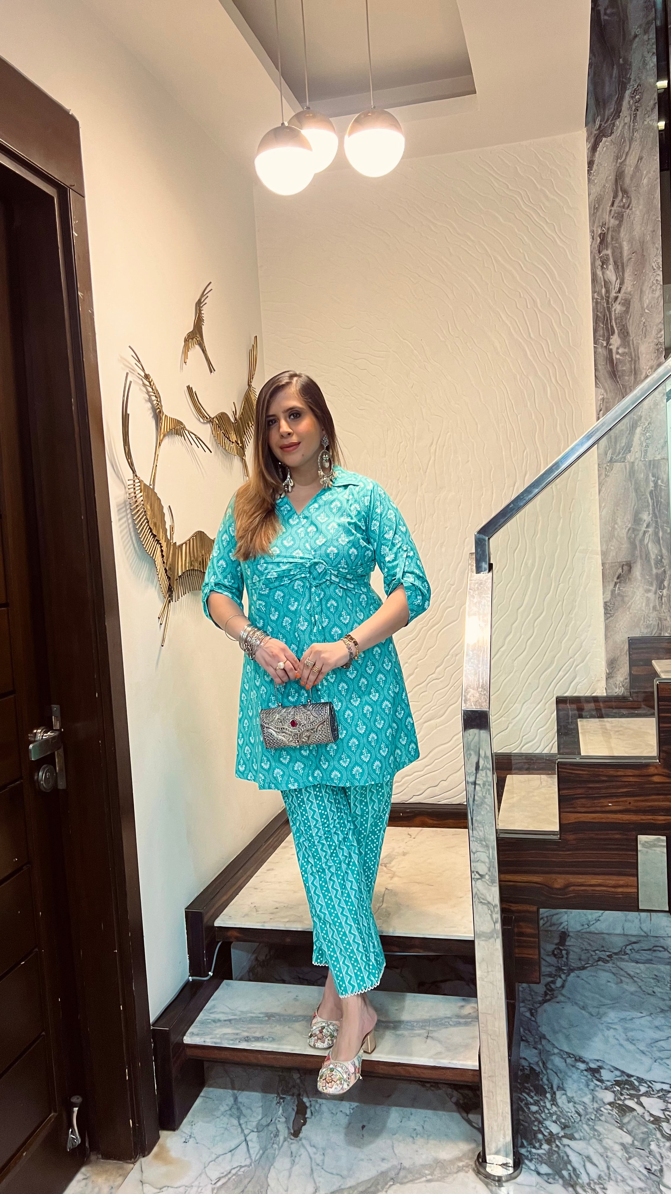 Mint Jaipuri Co-Ord
