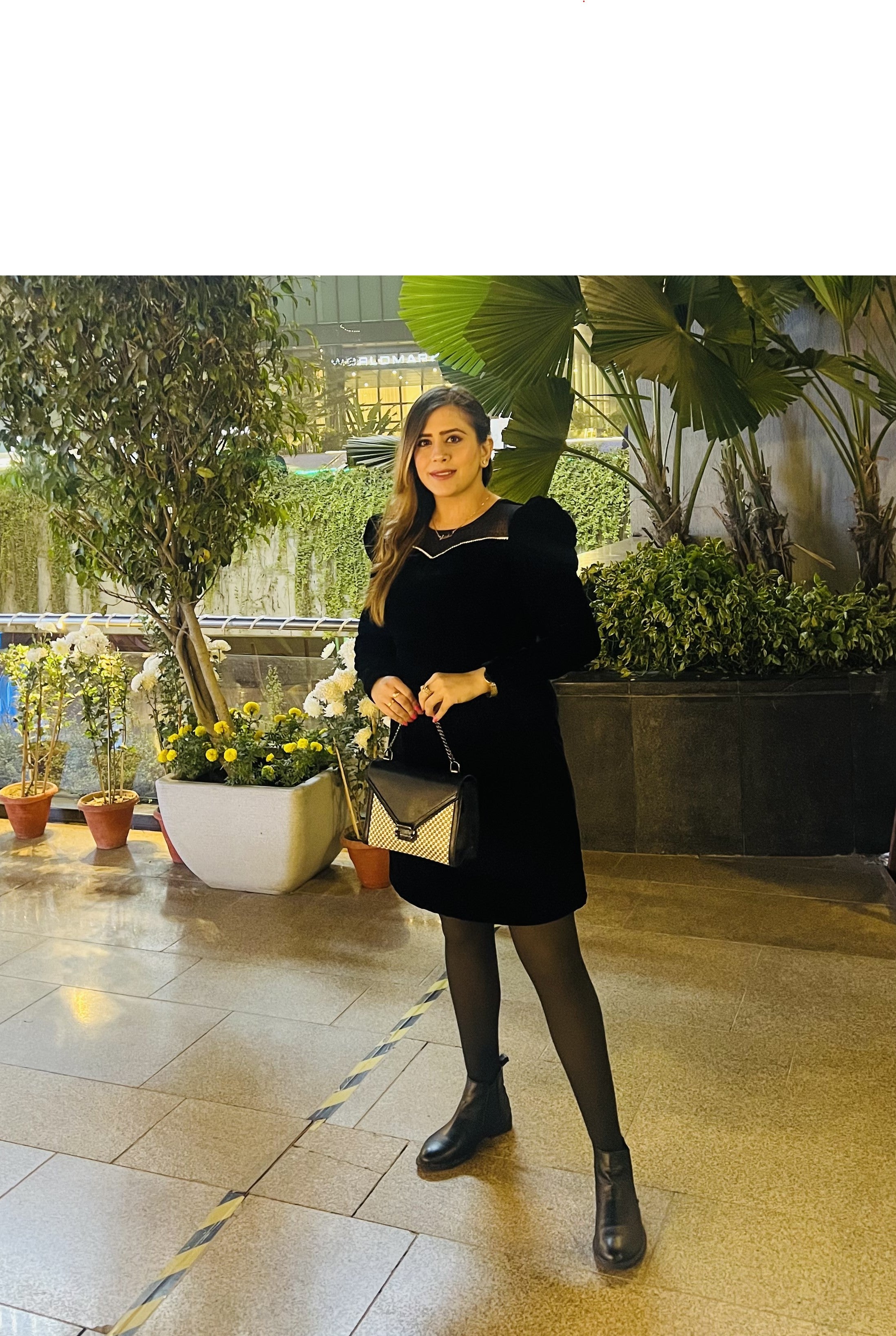 Black Swarovski Velvet Dress