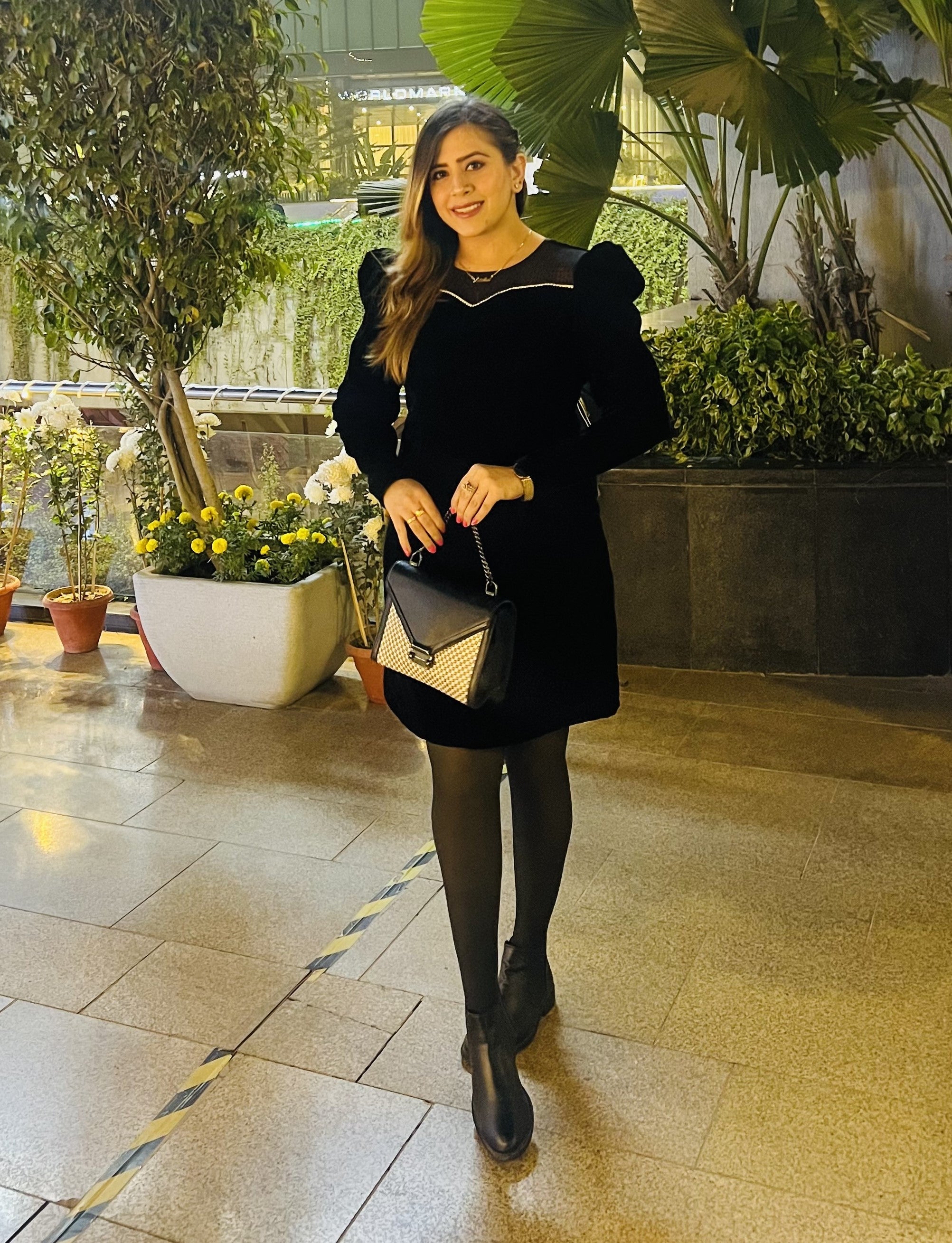 Black Swarovski Velvet Dress