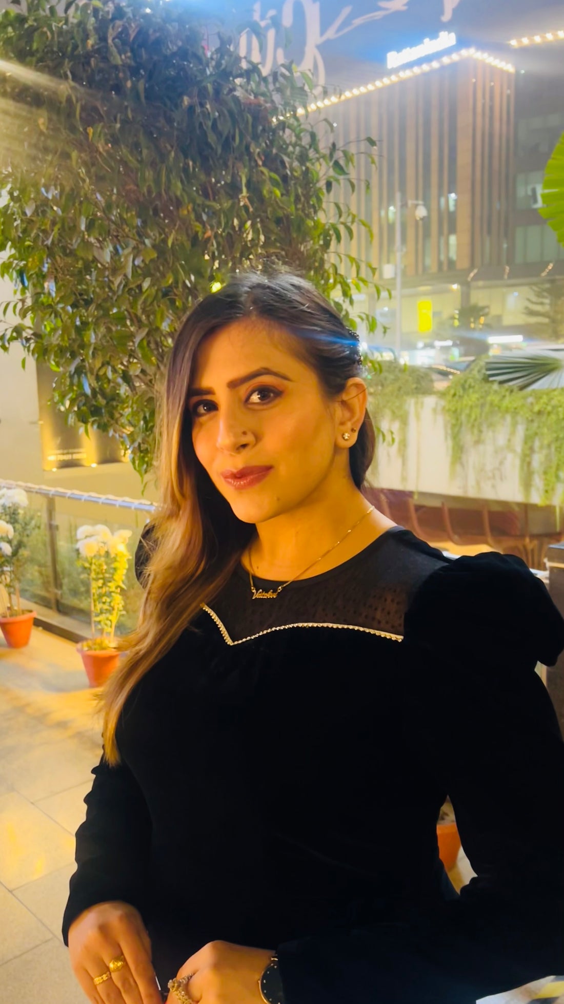 Black Swarovski Velvet Dress