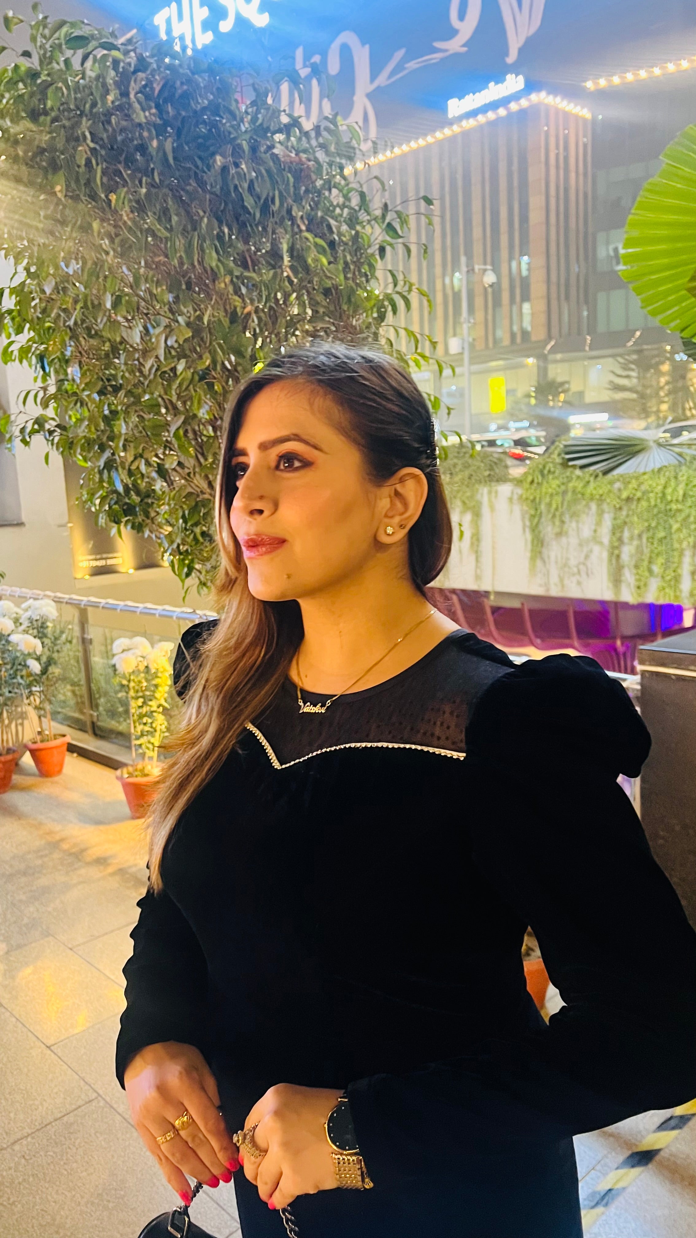 Black Swarovski Velvet Dress