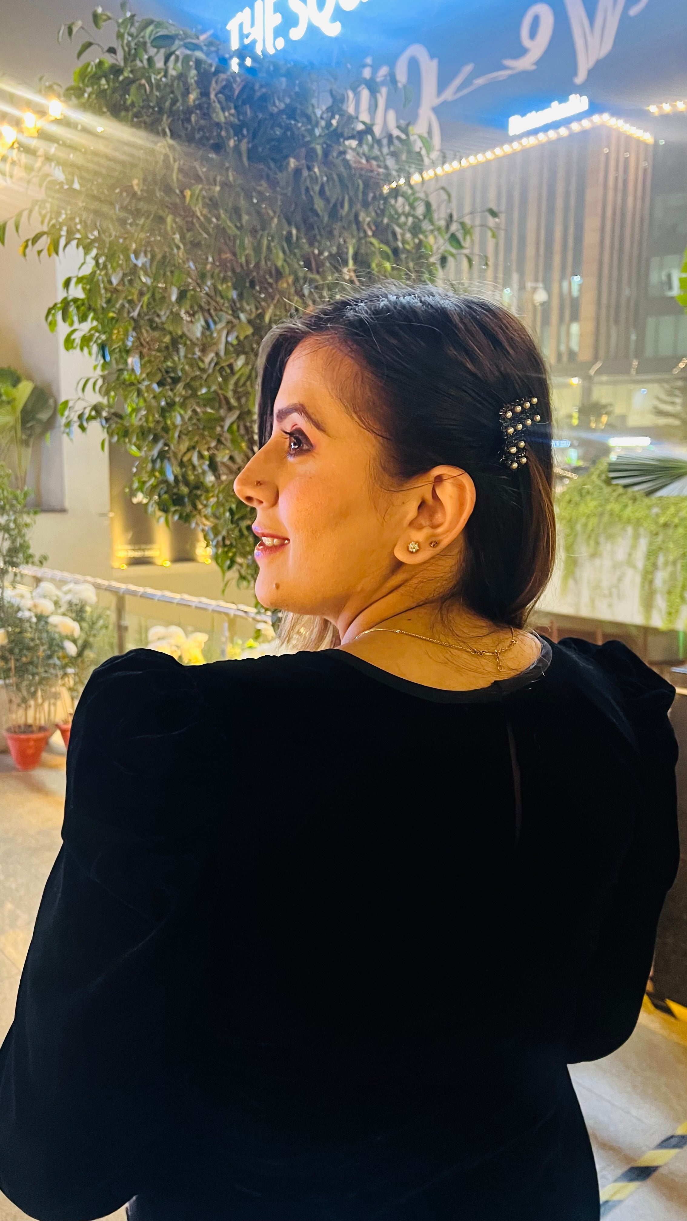 Black Swarovski Velvet Dress