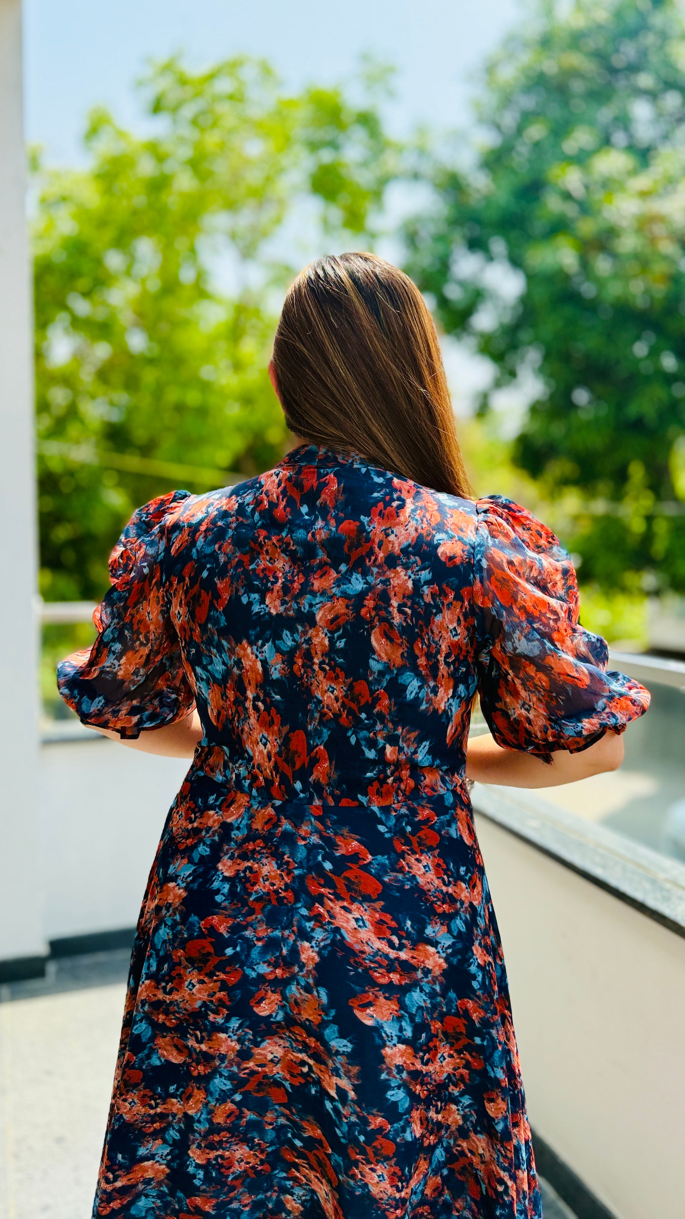 Plunging Blue Maxi Dress