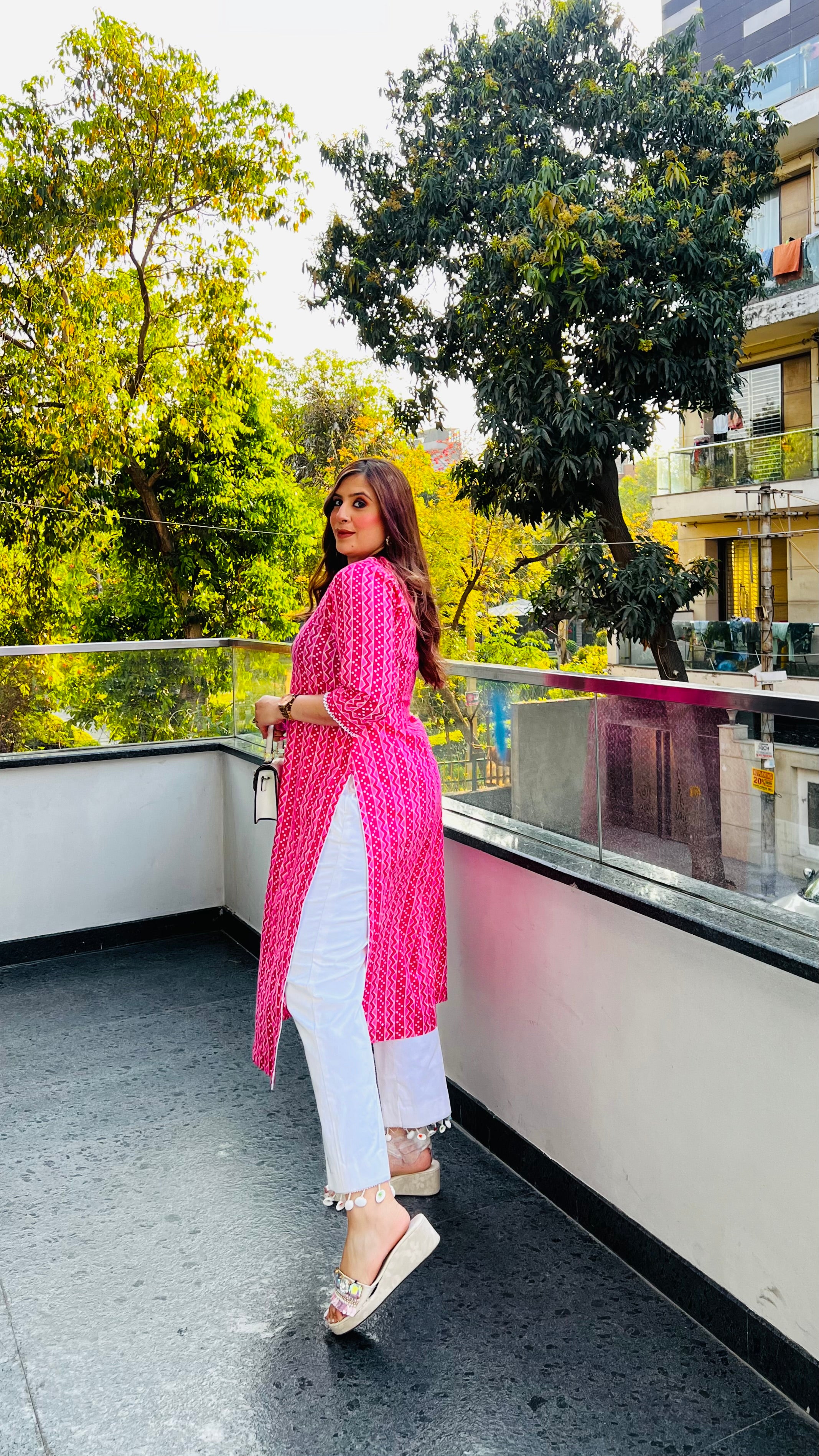 Pink Stripes Jaipuri Kurti