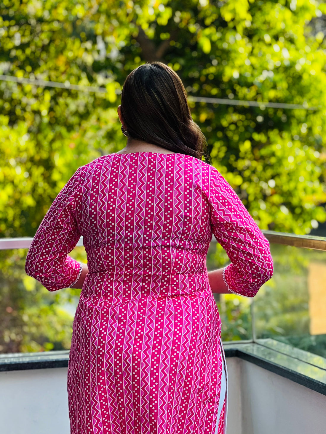 Pink Stripes Jaipuri Kurti