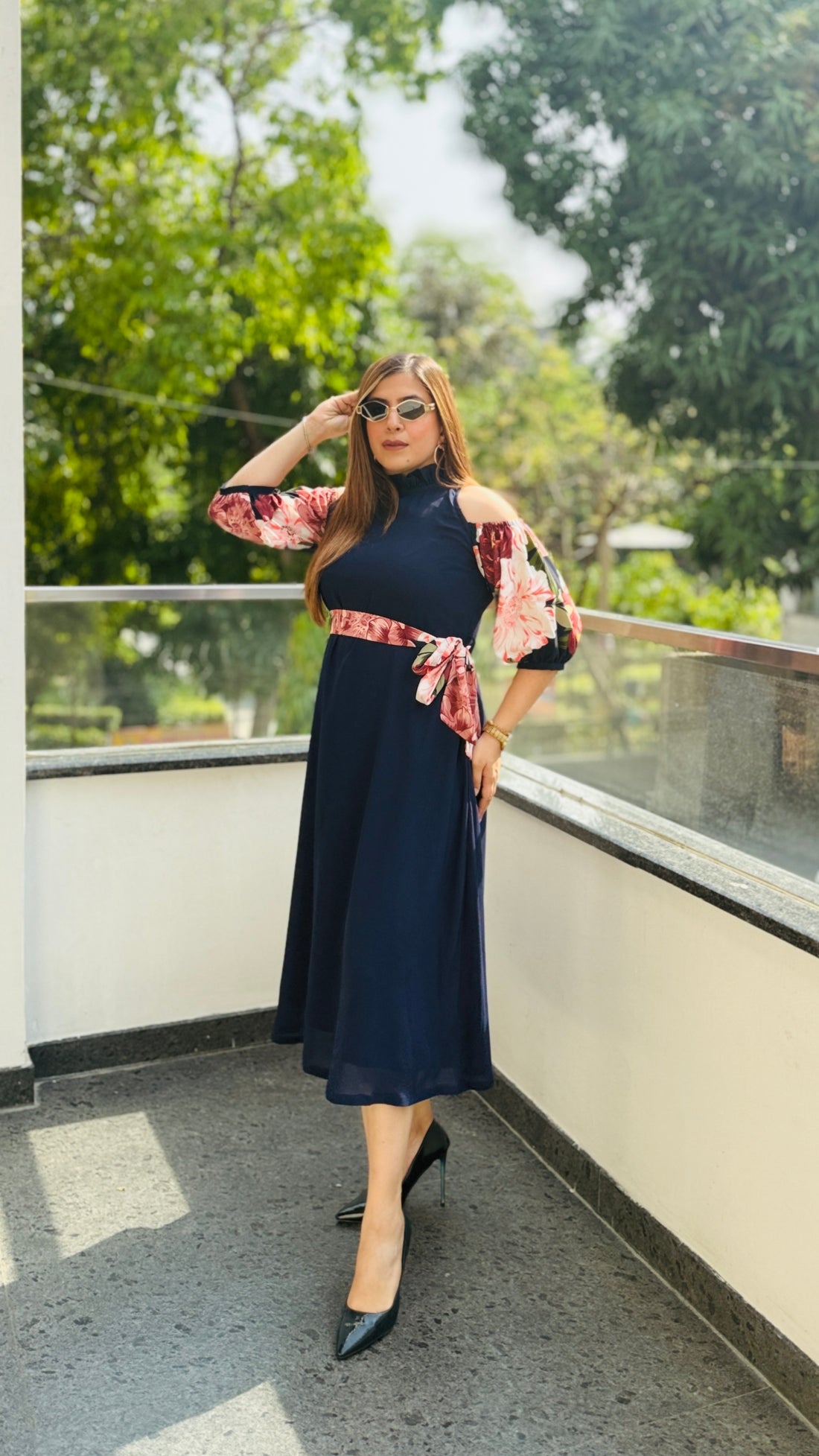 Blue Braganza Midi Dress