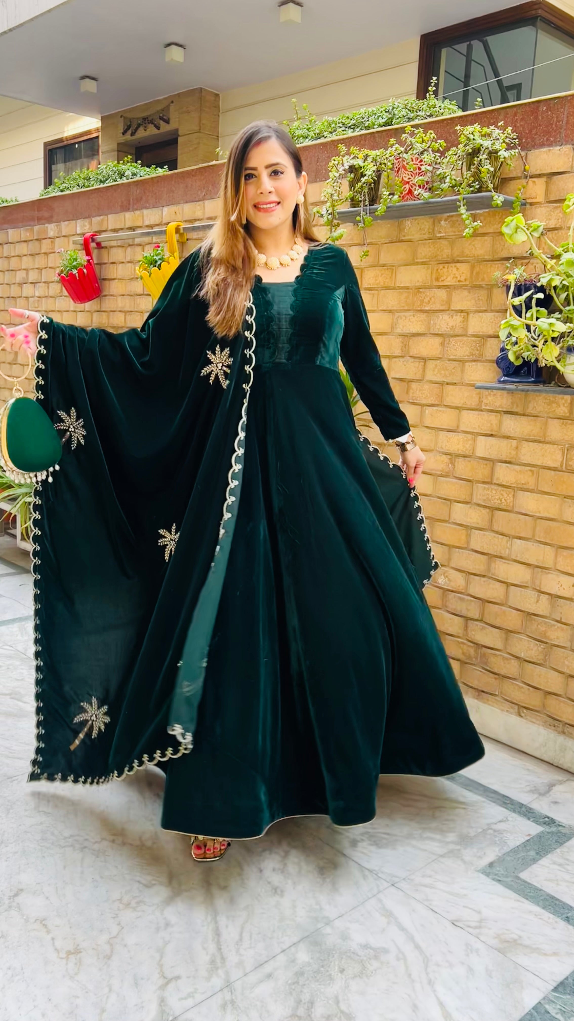 Palm Green Anarkali