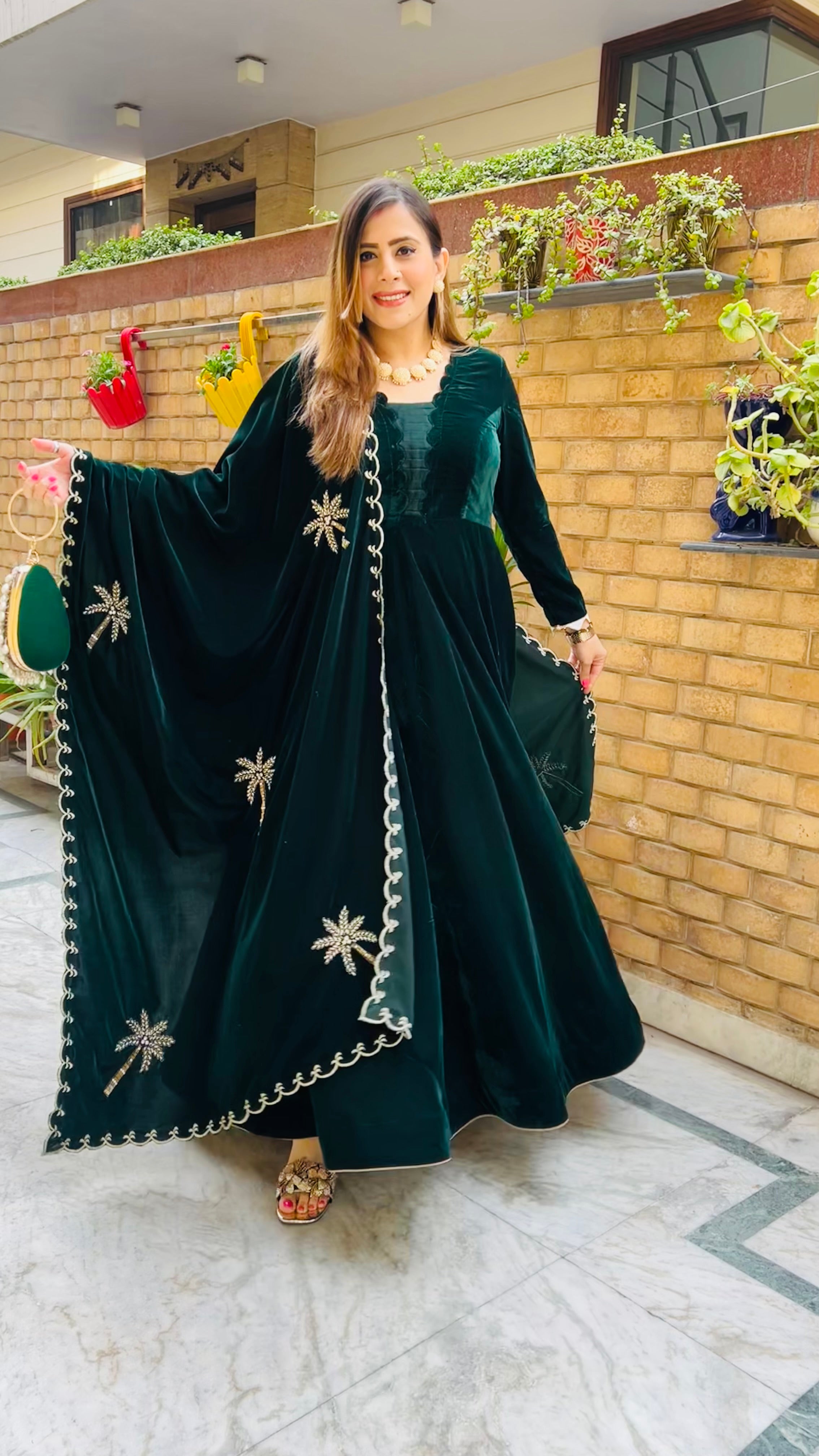 Palm Green Anarkali