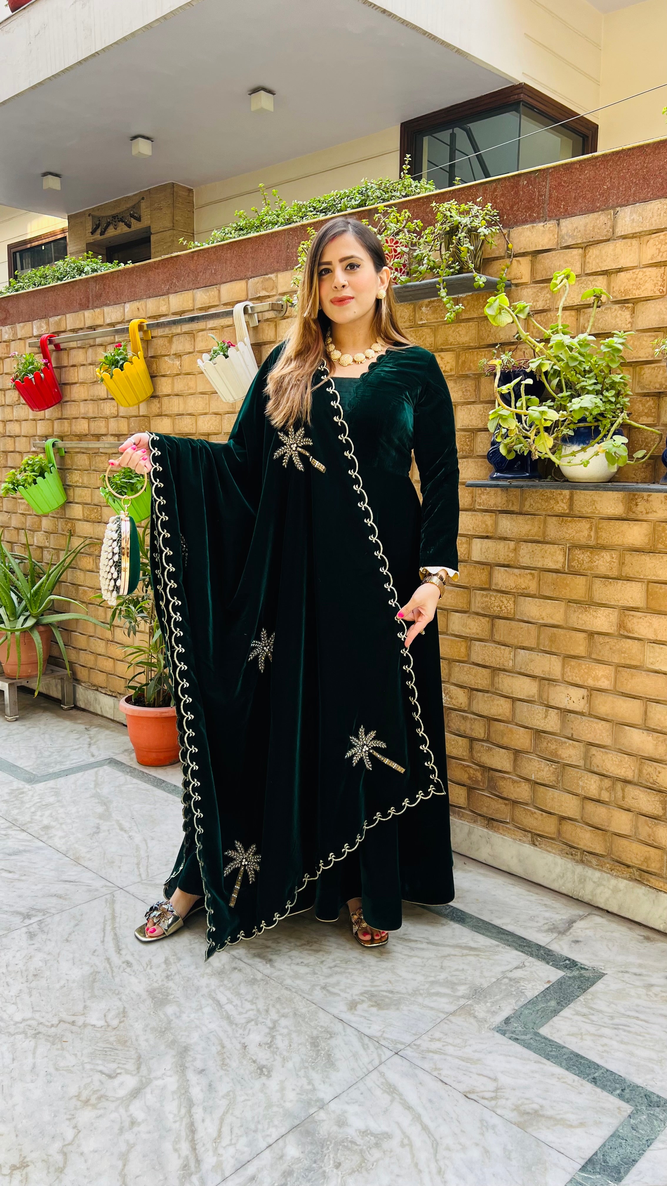 Palm Green Anarkali
