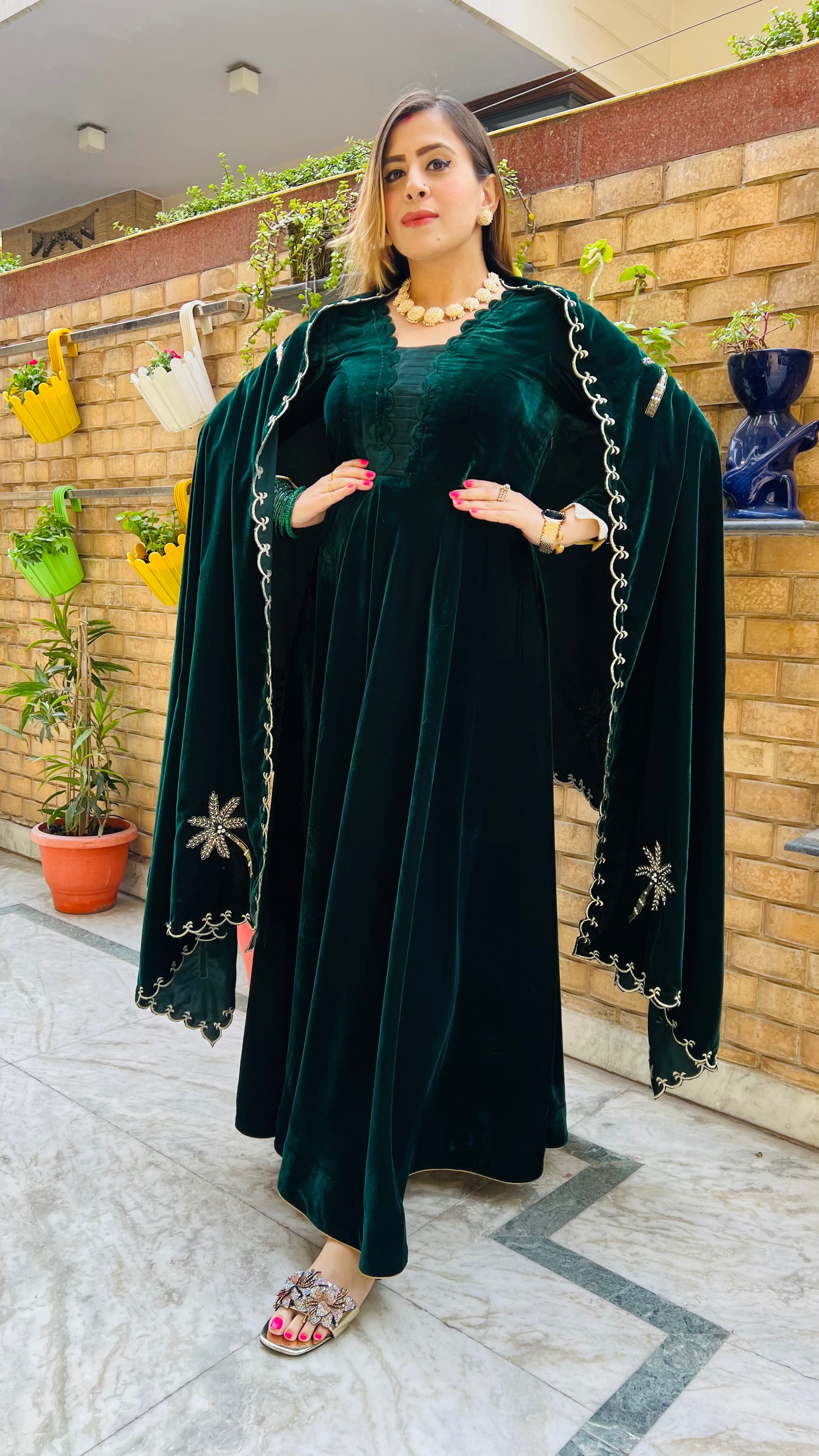 Palm Green Anarkali