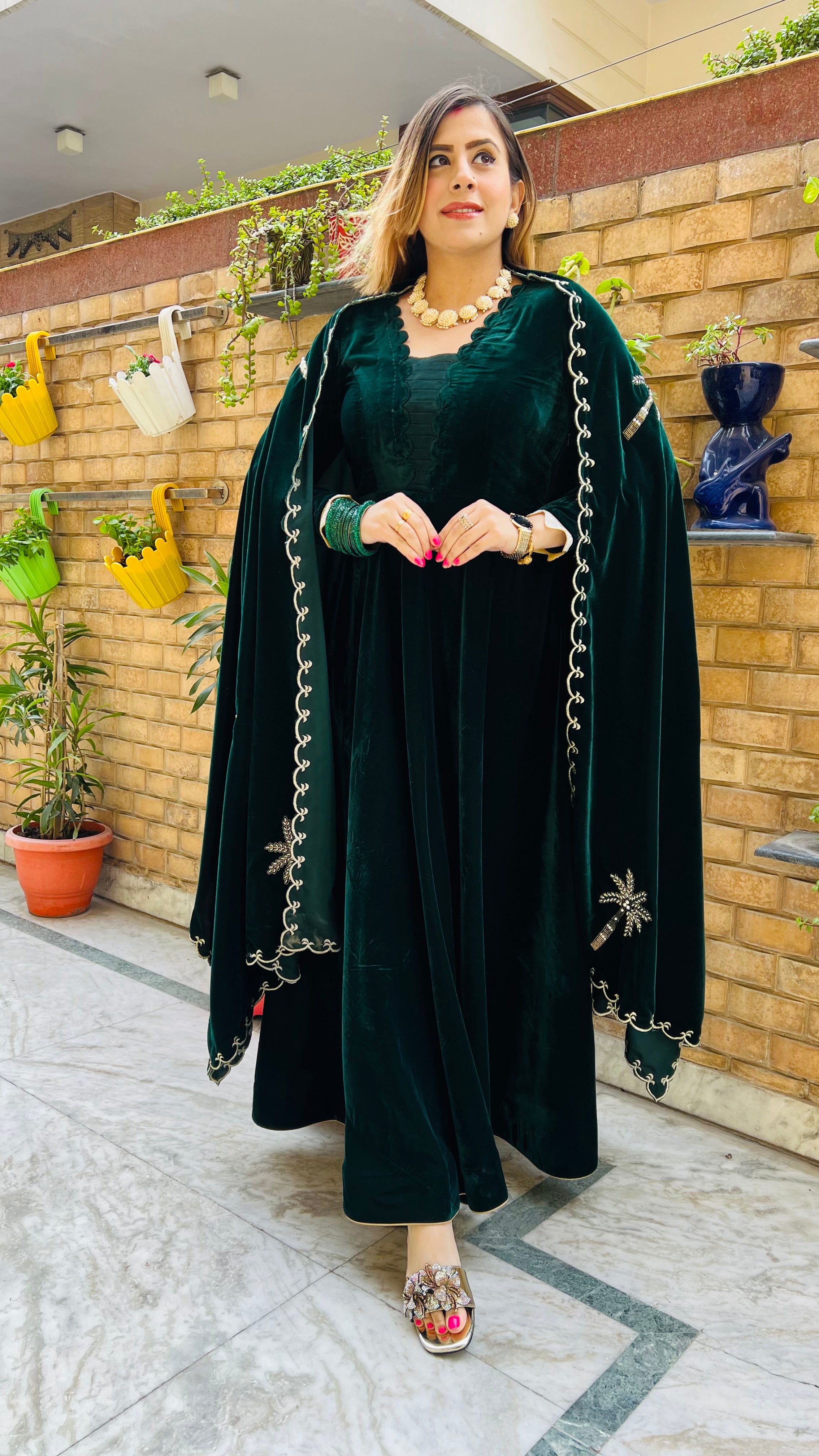 Palm Green Anarkali