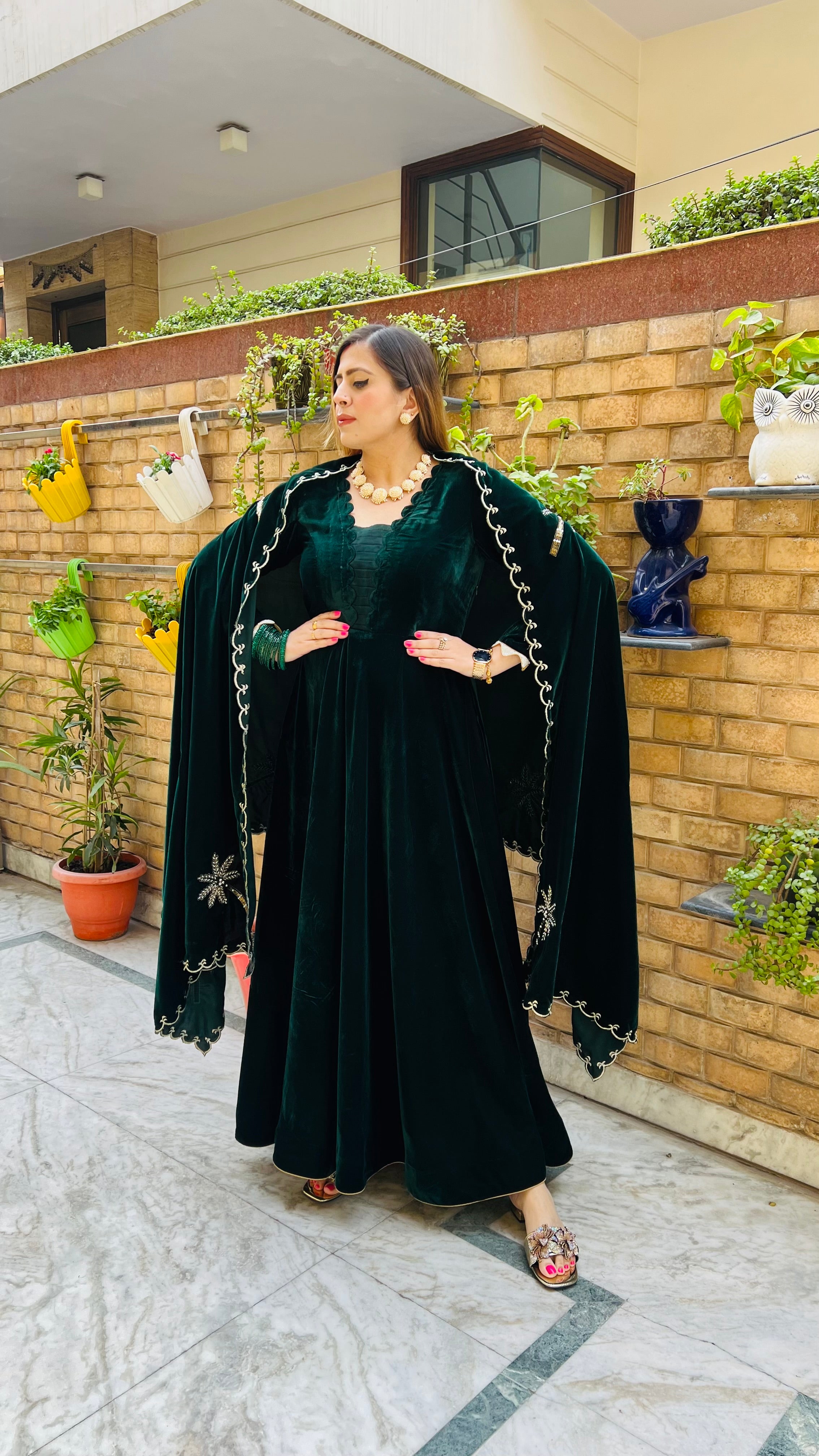 Palm Green Anarkali