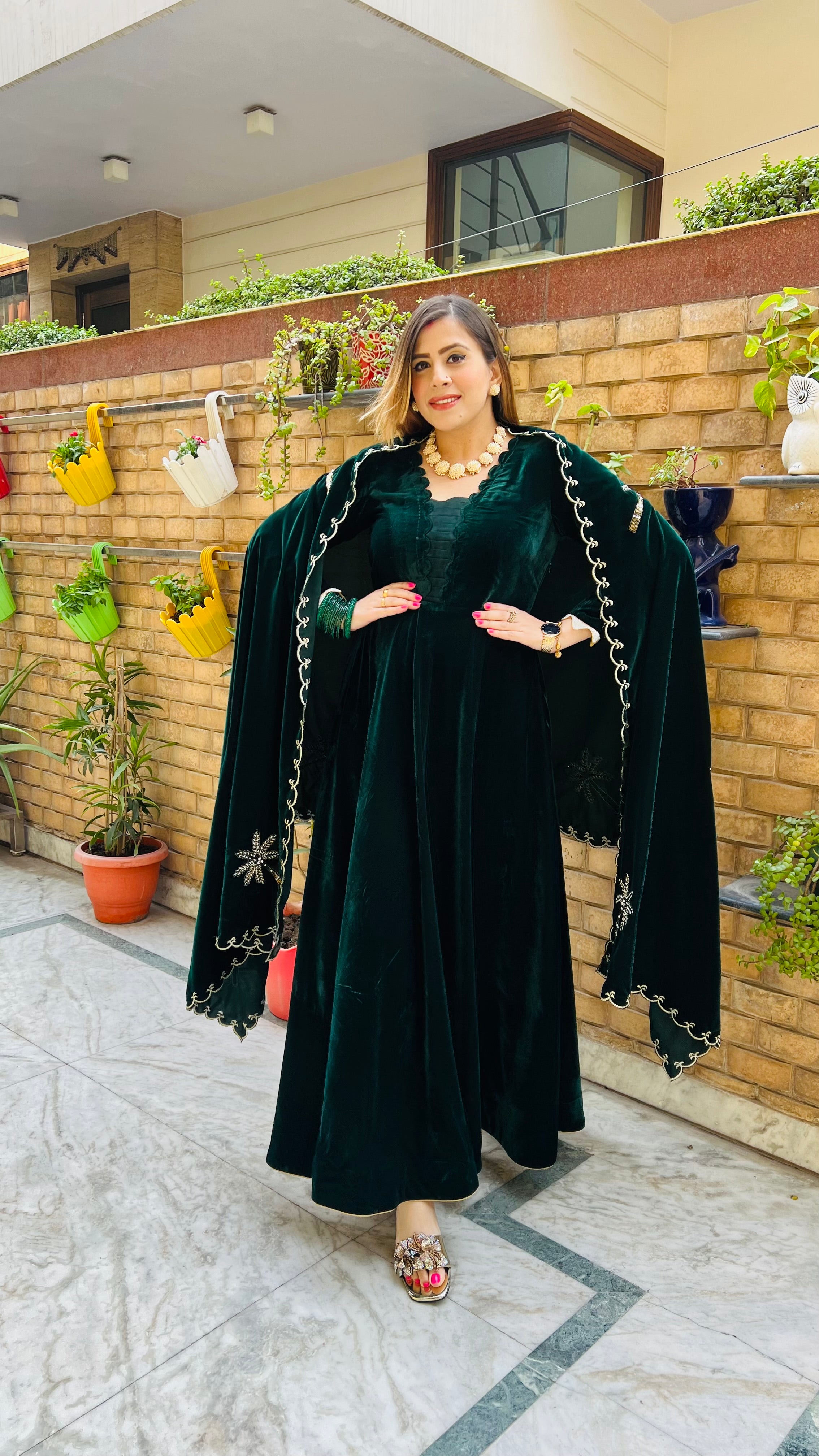 Palm Green Anarkali