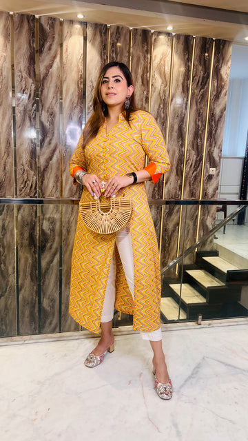 Yellow Chevron Kurti