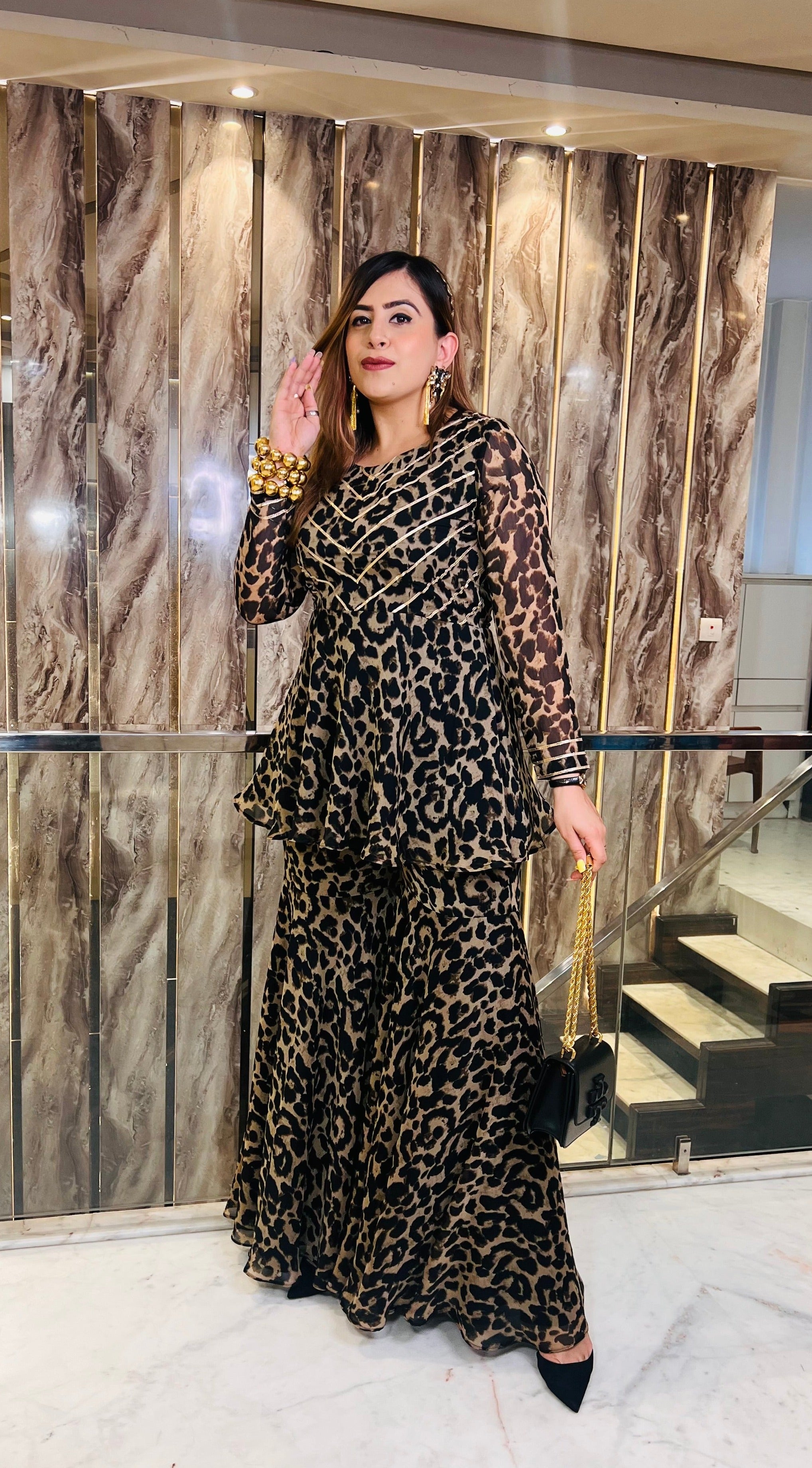 Brown Cheetah Garara Suit