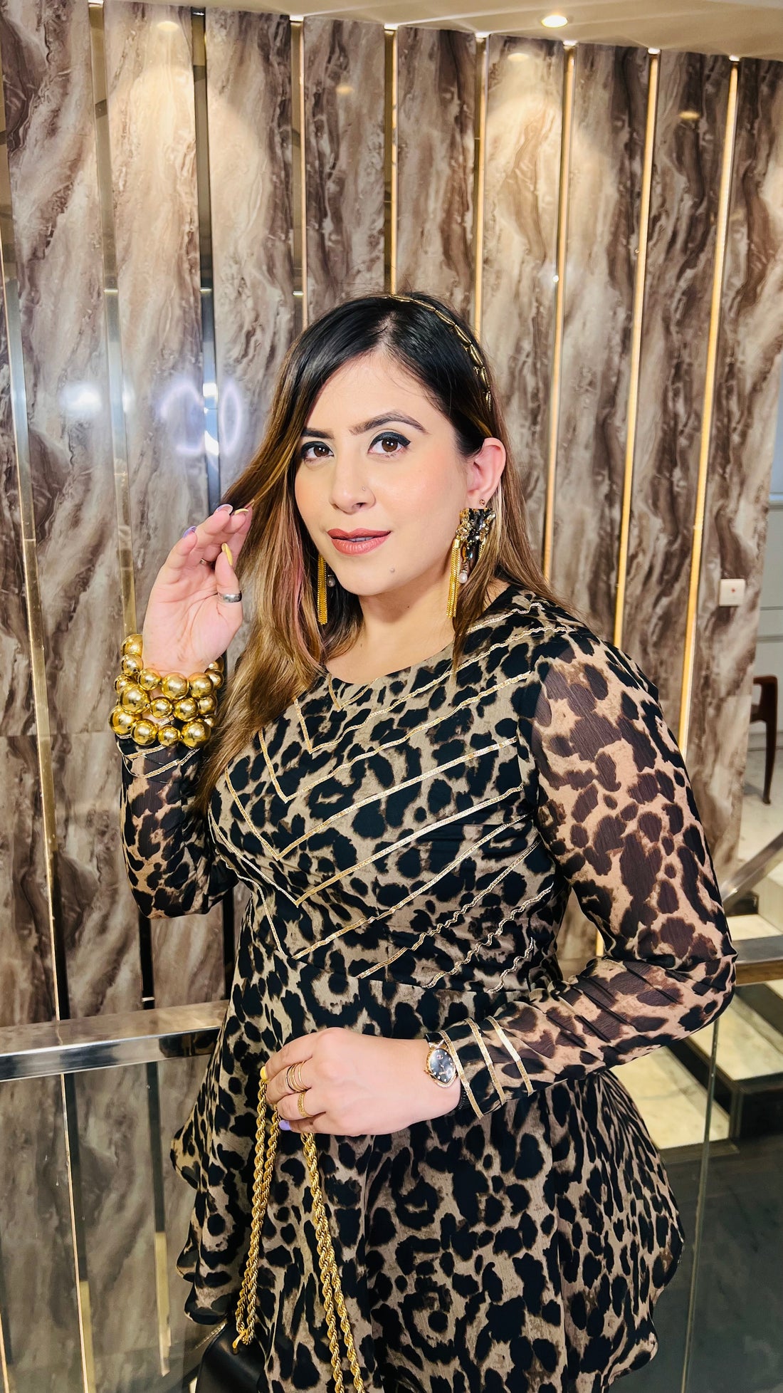 Brown Cheetah Garara Suit