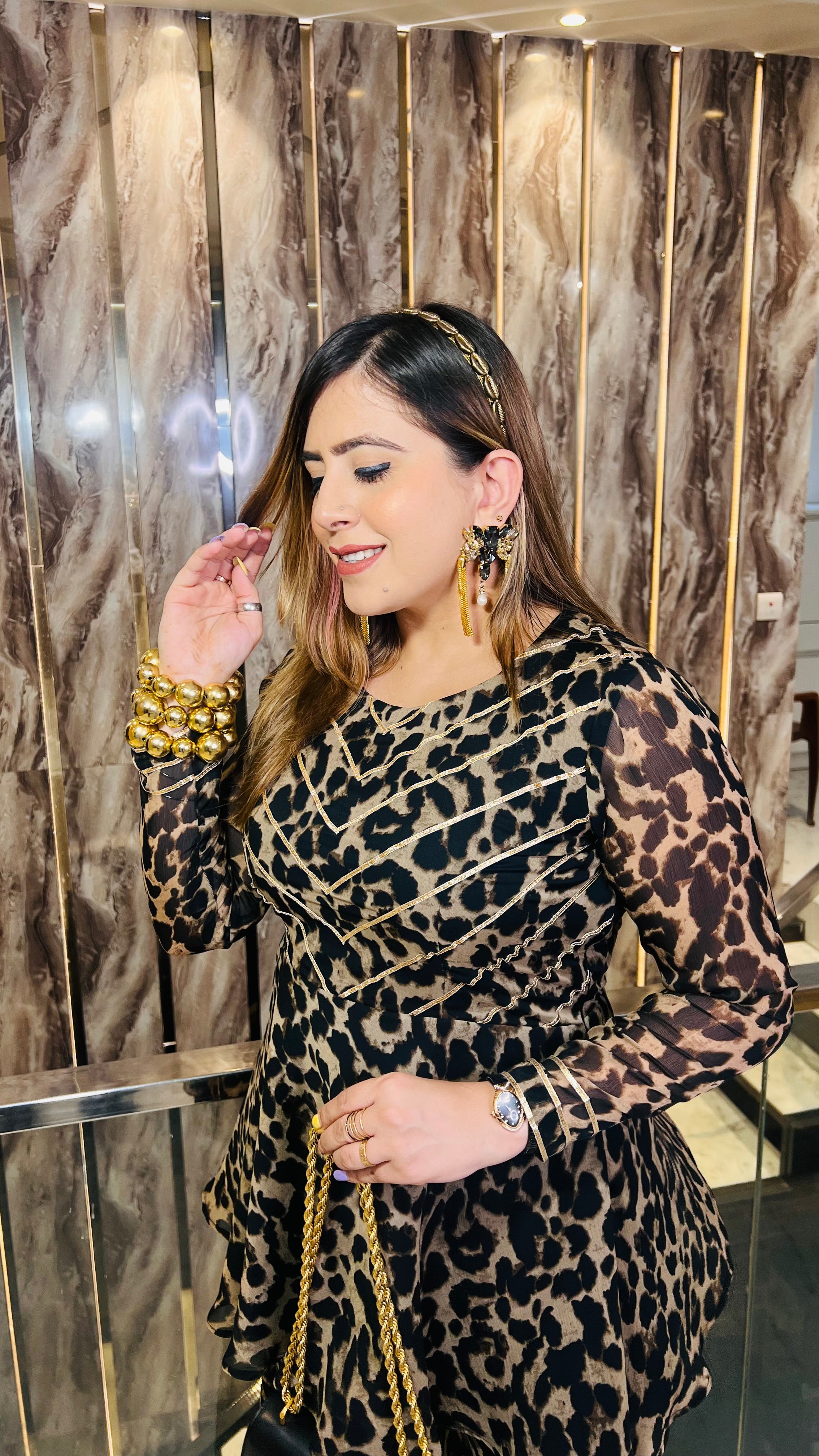 Brown Cheetah Garara Suit