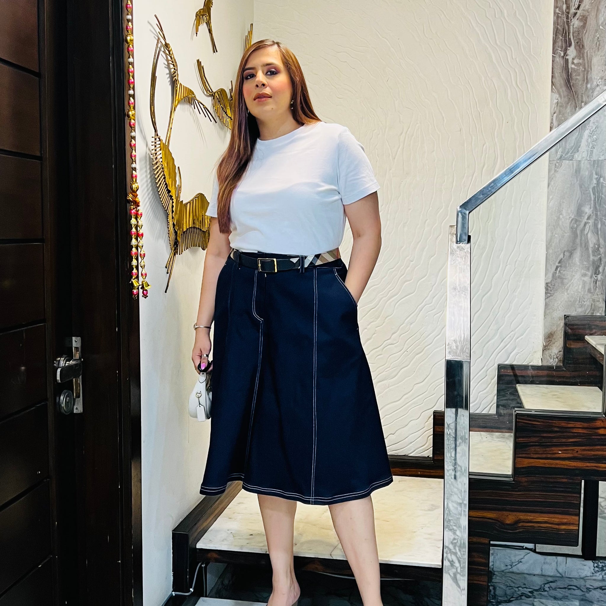 Midnight Denim Midi Skirt