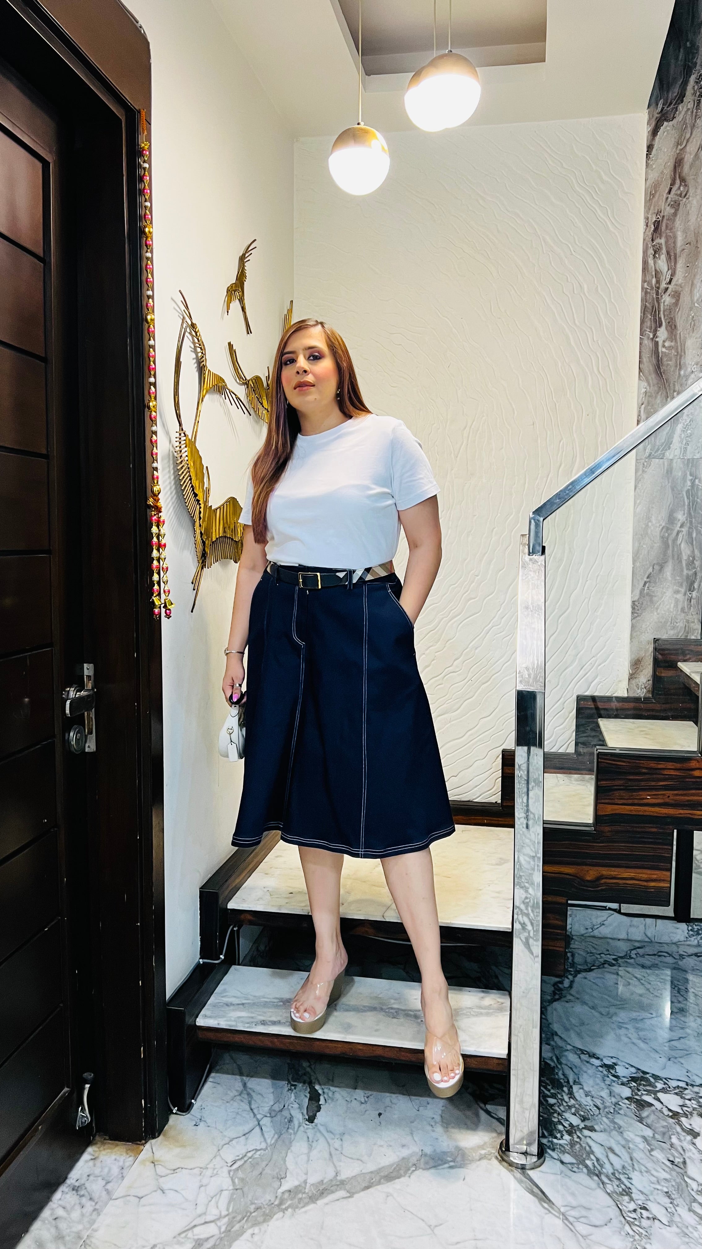 Midnight Denim Midi Skirt