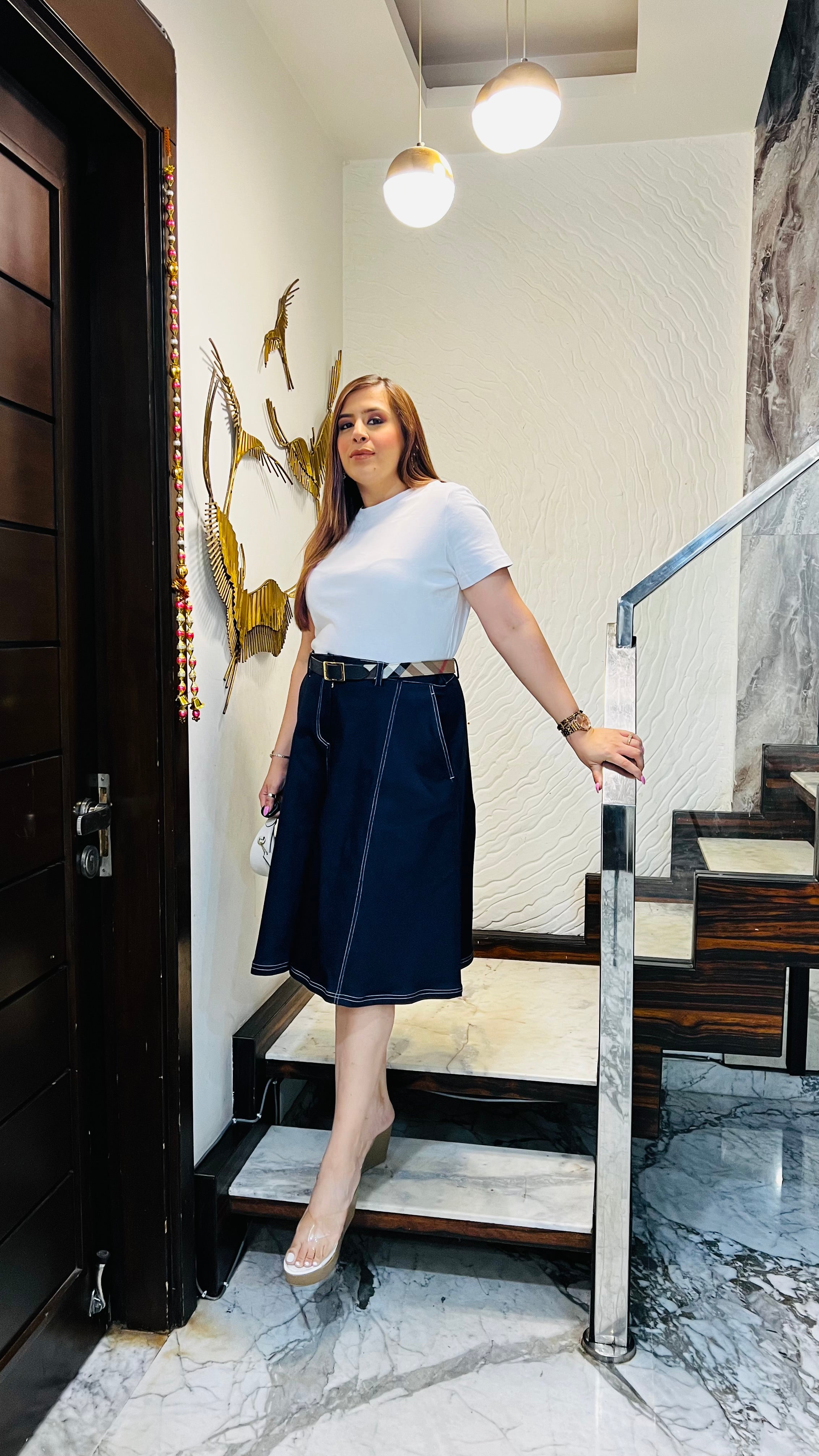 Midnight Denim Midi Skirt