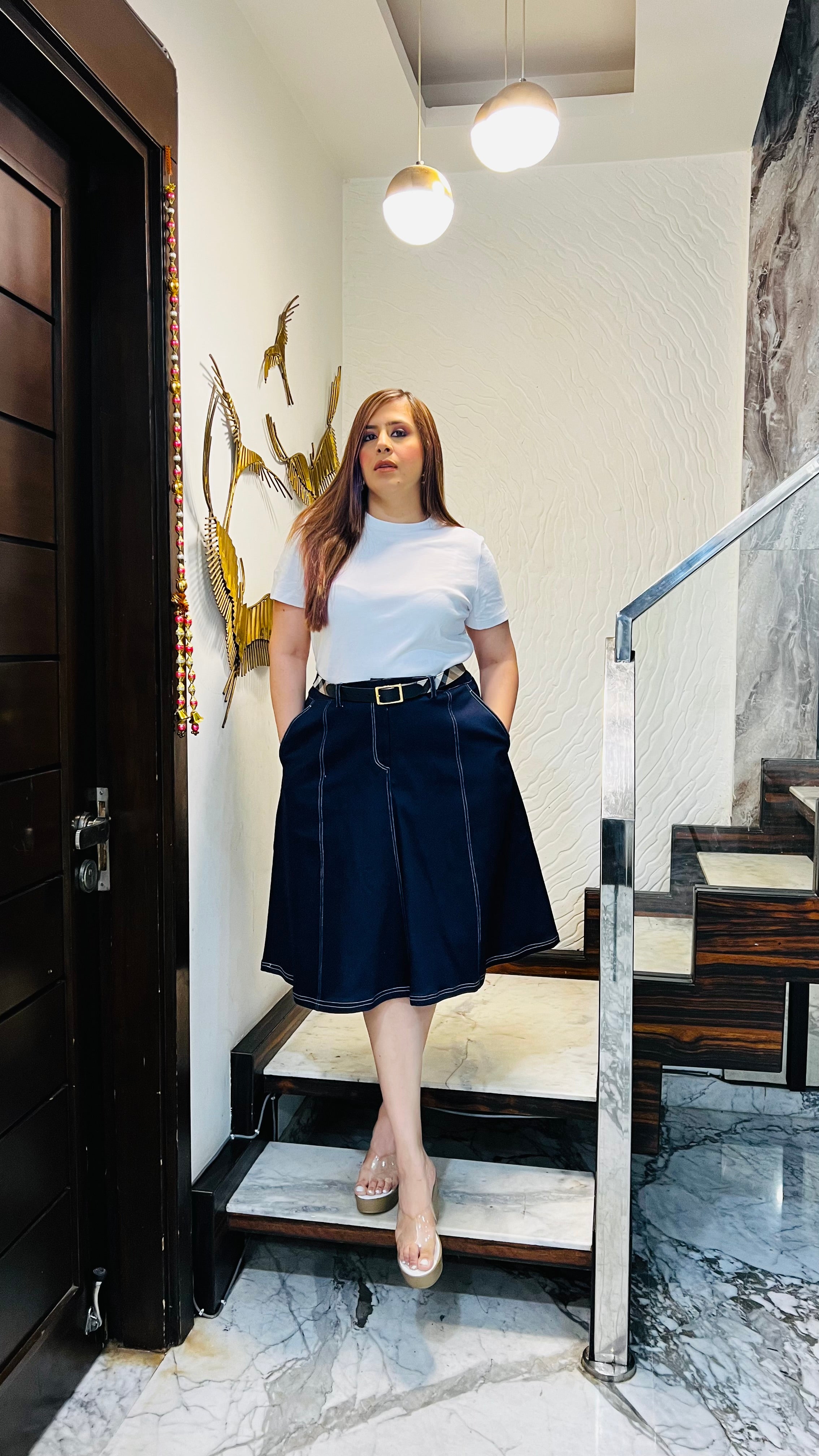 Midnight Denim Midi Skirt