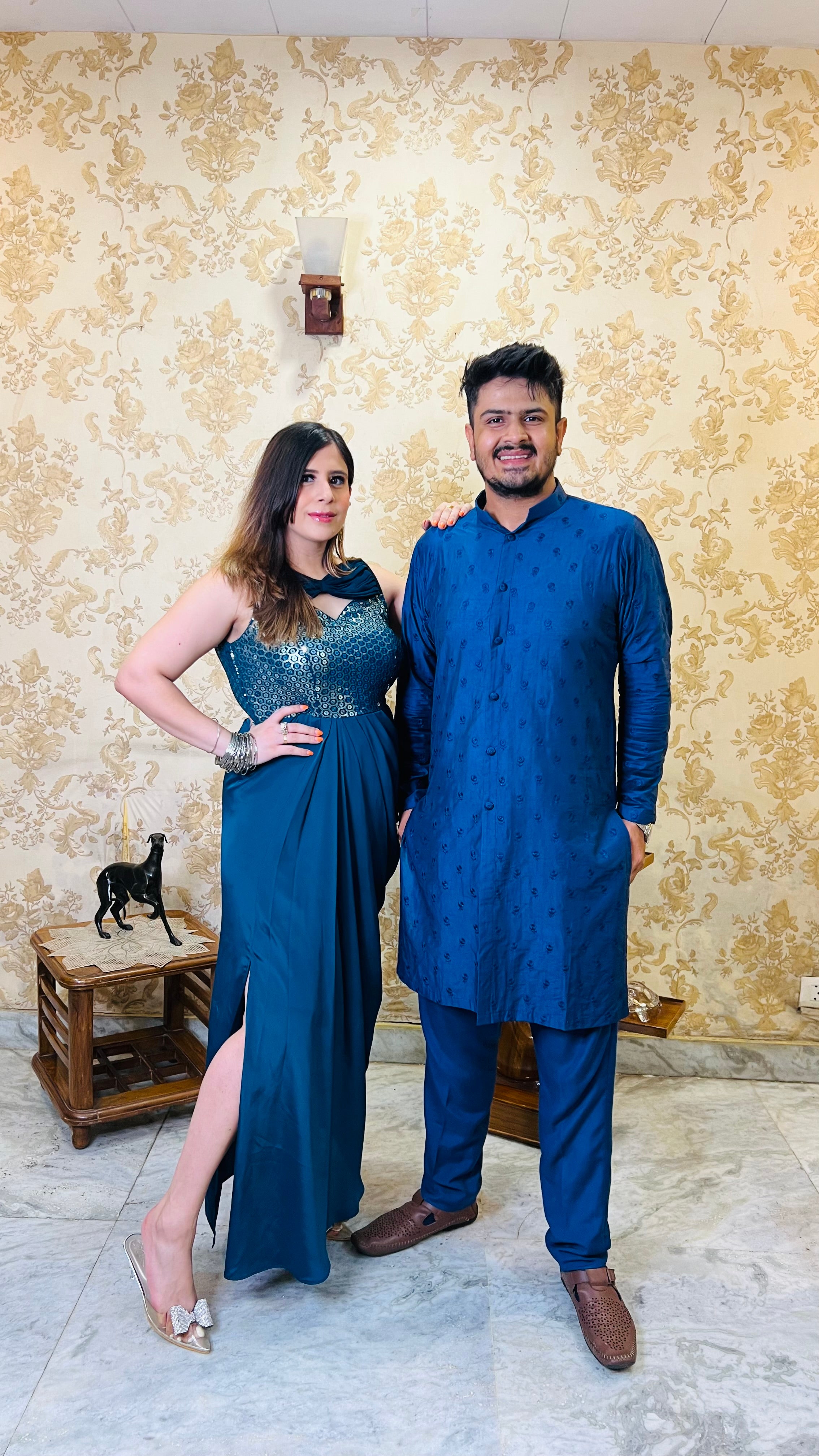 Menswear Electric Blue Rakhi Kurta Set
