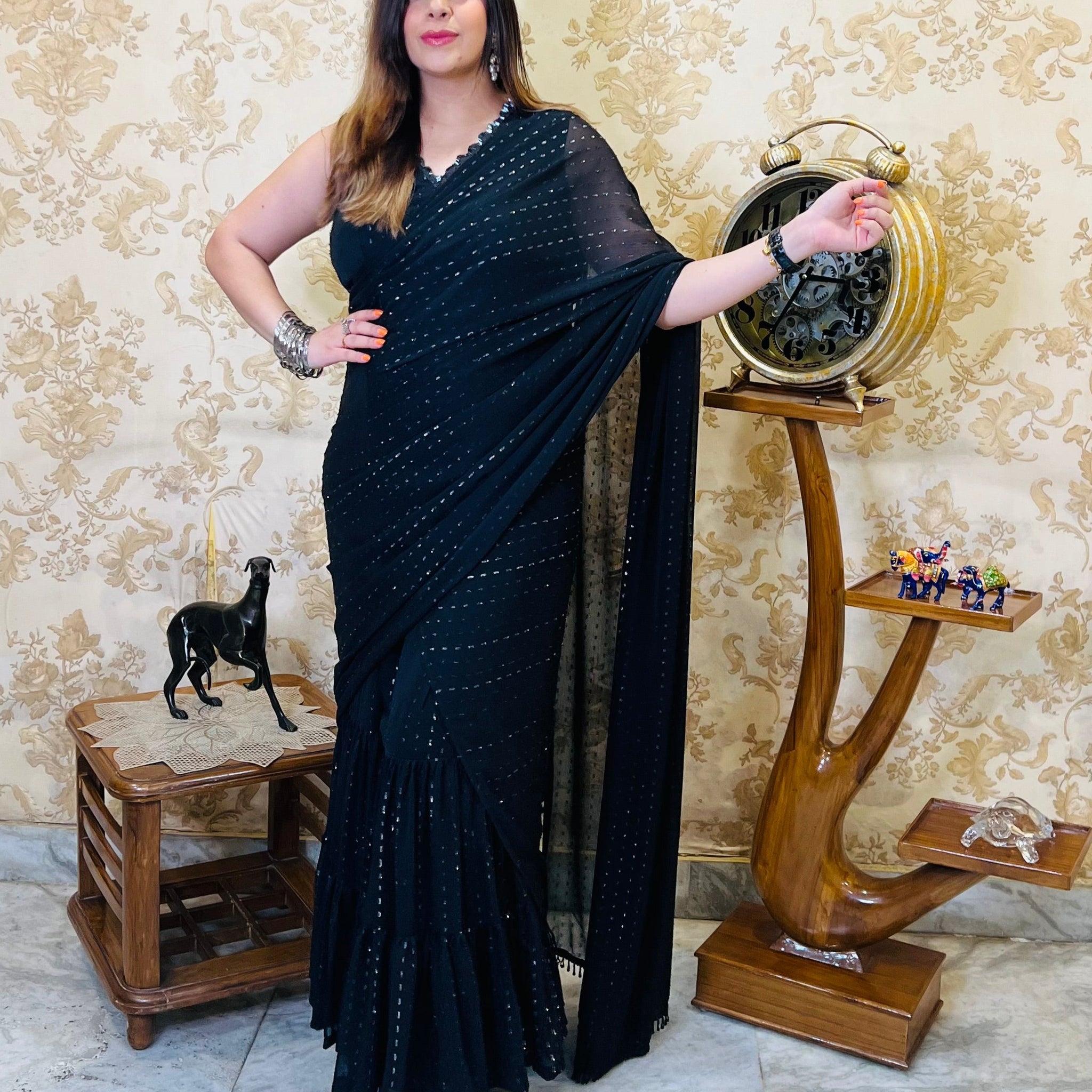 Black Lurex Maxi Saree