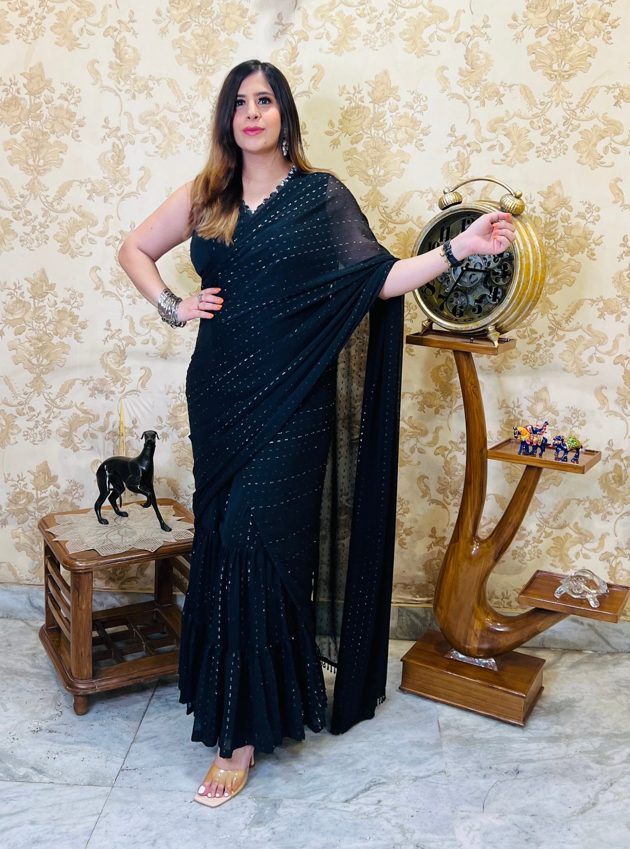 Black Lurex Maxi Saree
