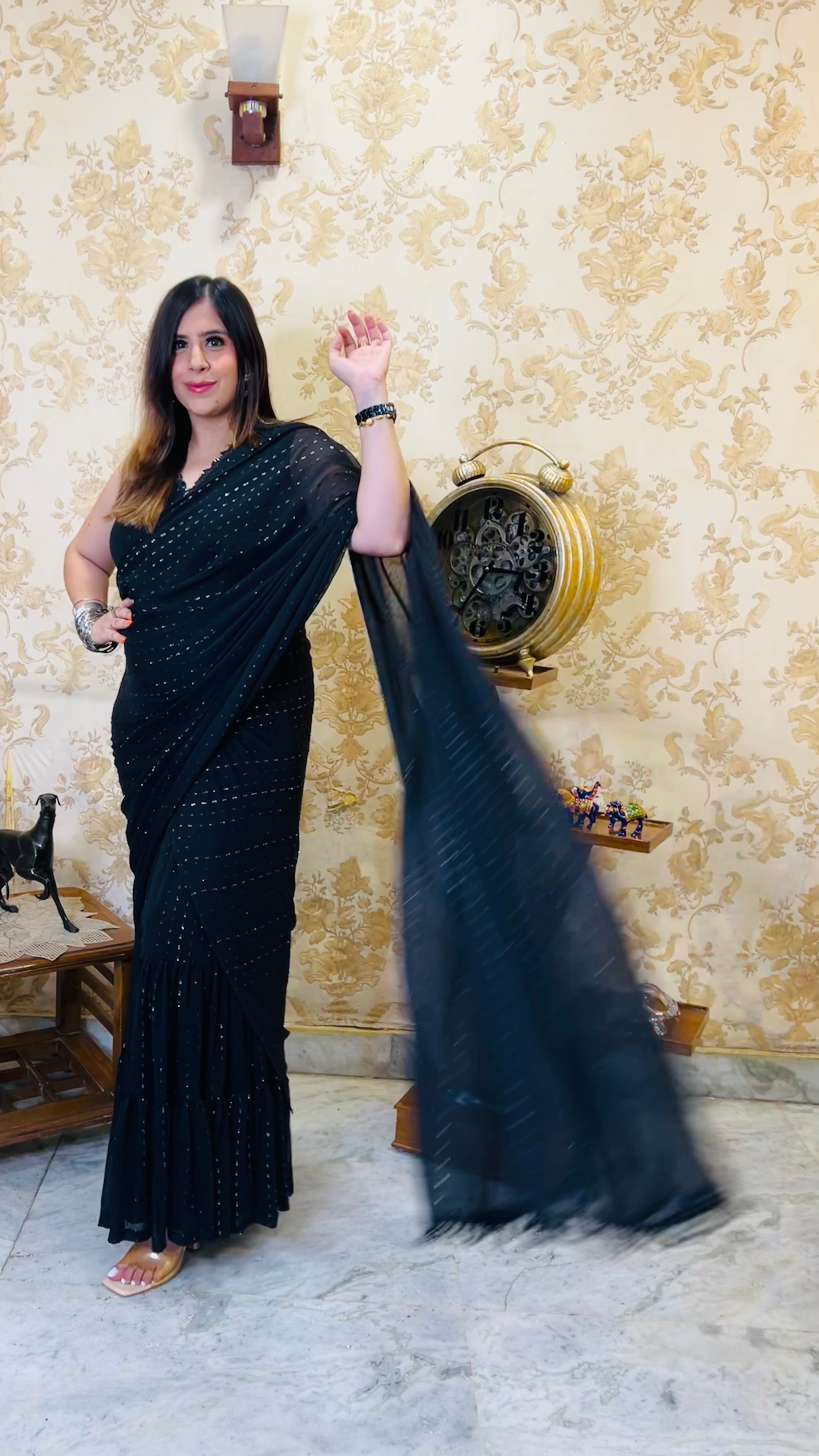 Black Lurex Maxi Saree