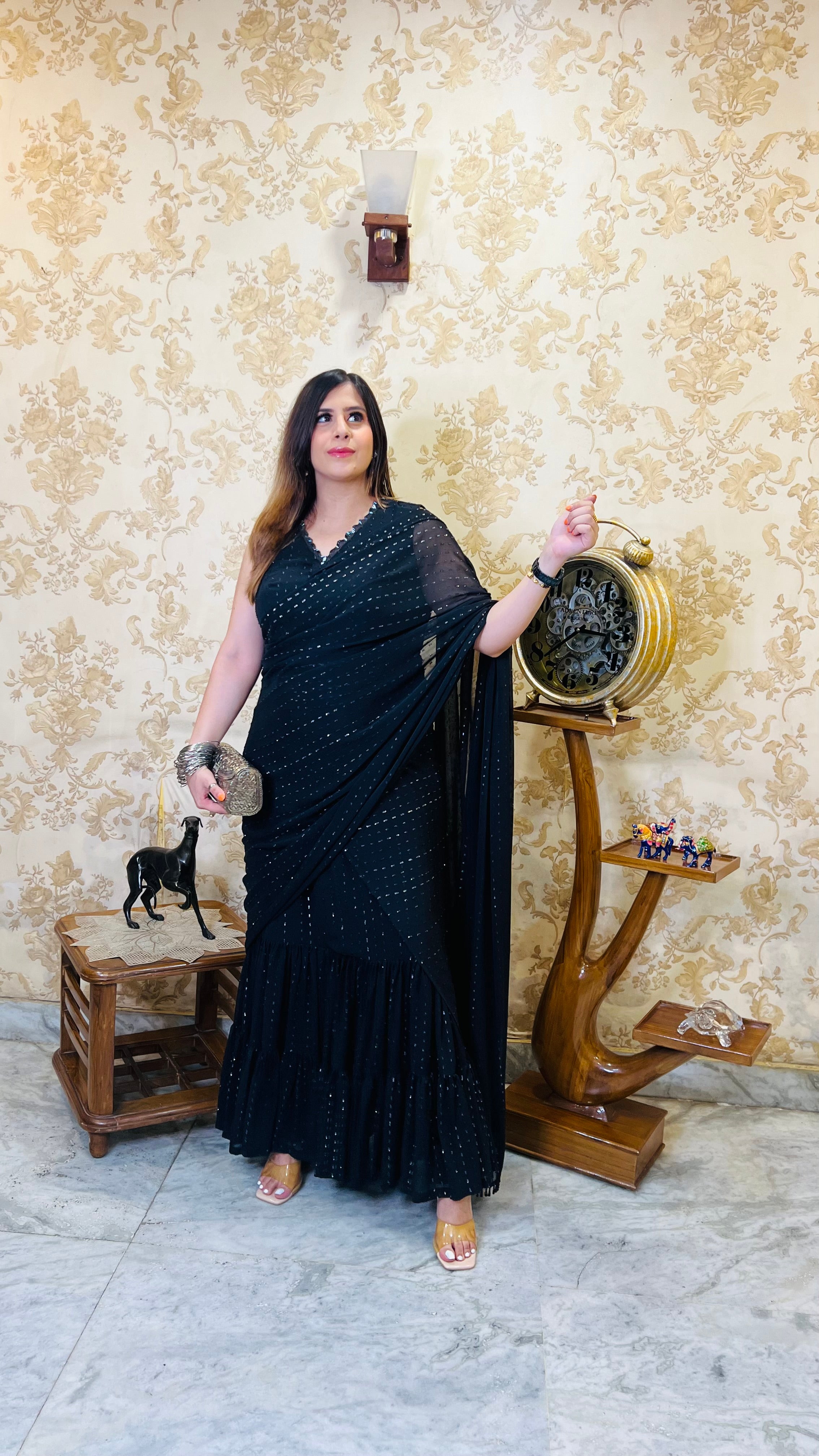 Black Lurex Maxi Saree