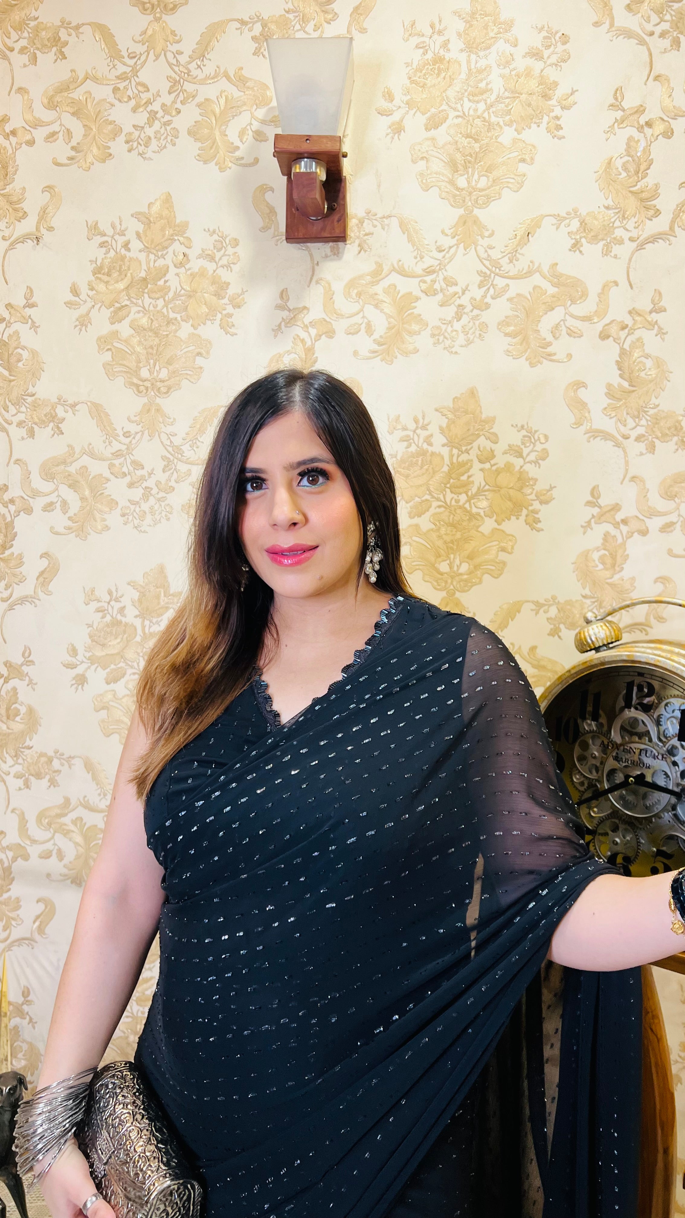 Black Lurex Maxi Saree