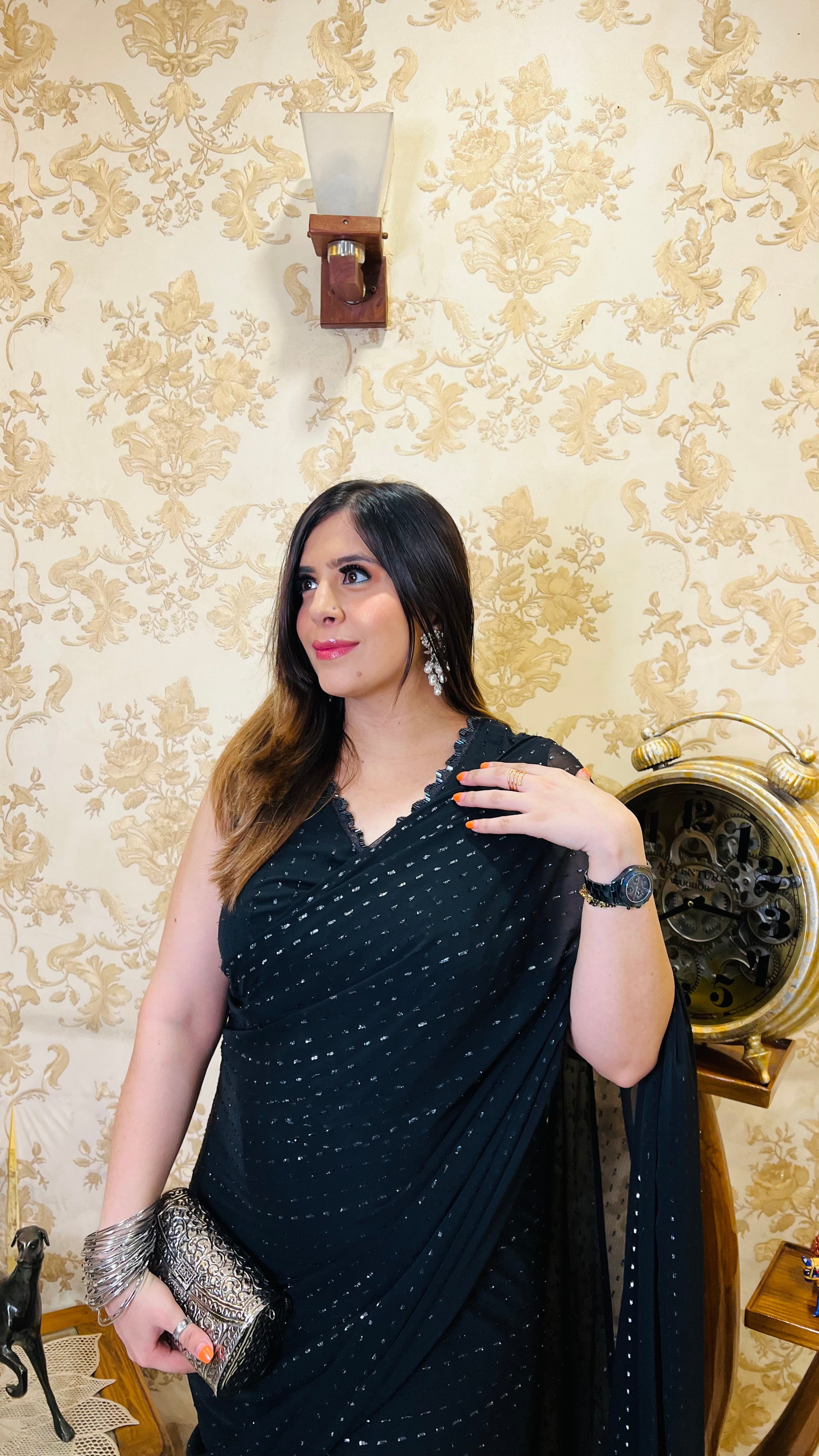 Black Lurex Maxi Saree