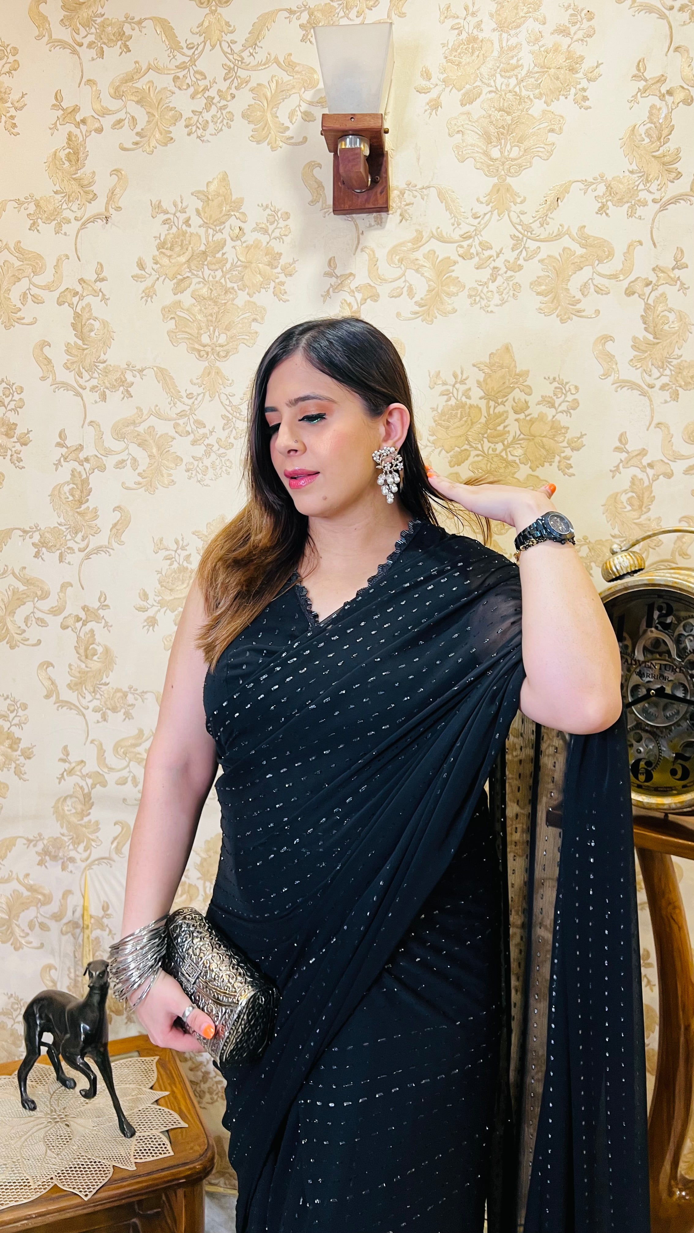Black Lurex Maxi Saree