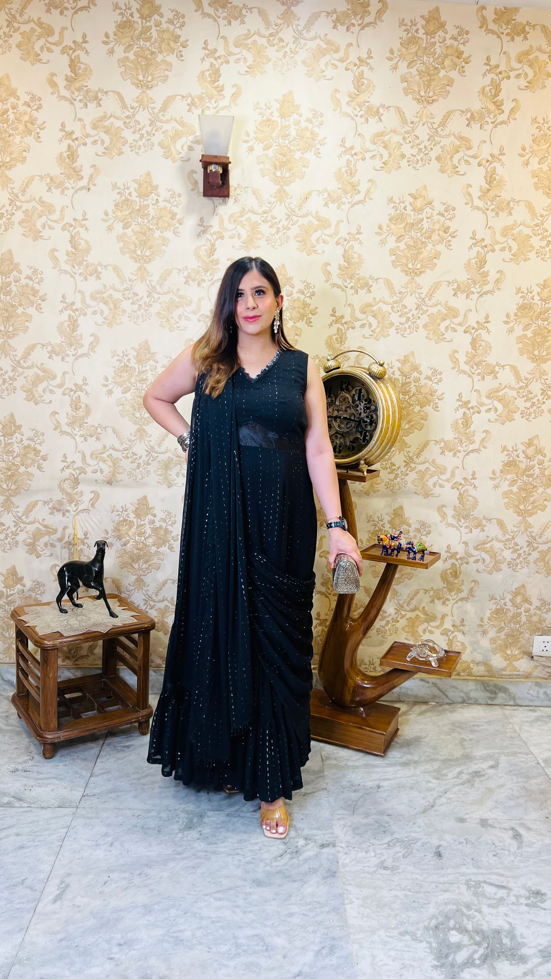 Black Lurex Maxi Saree