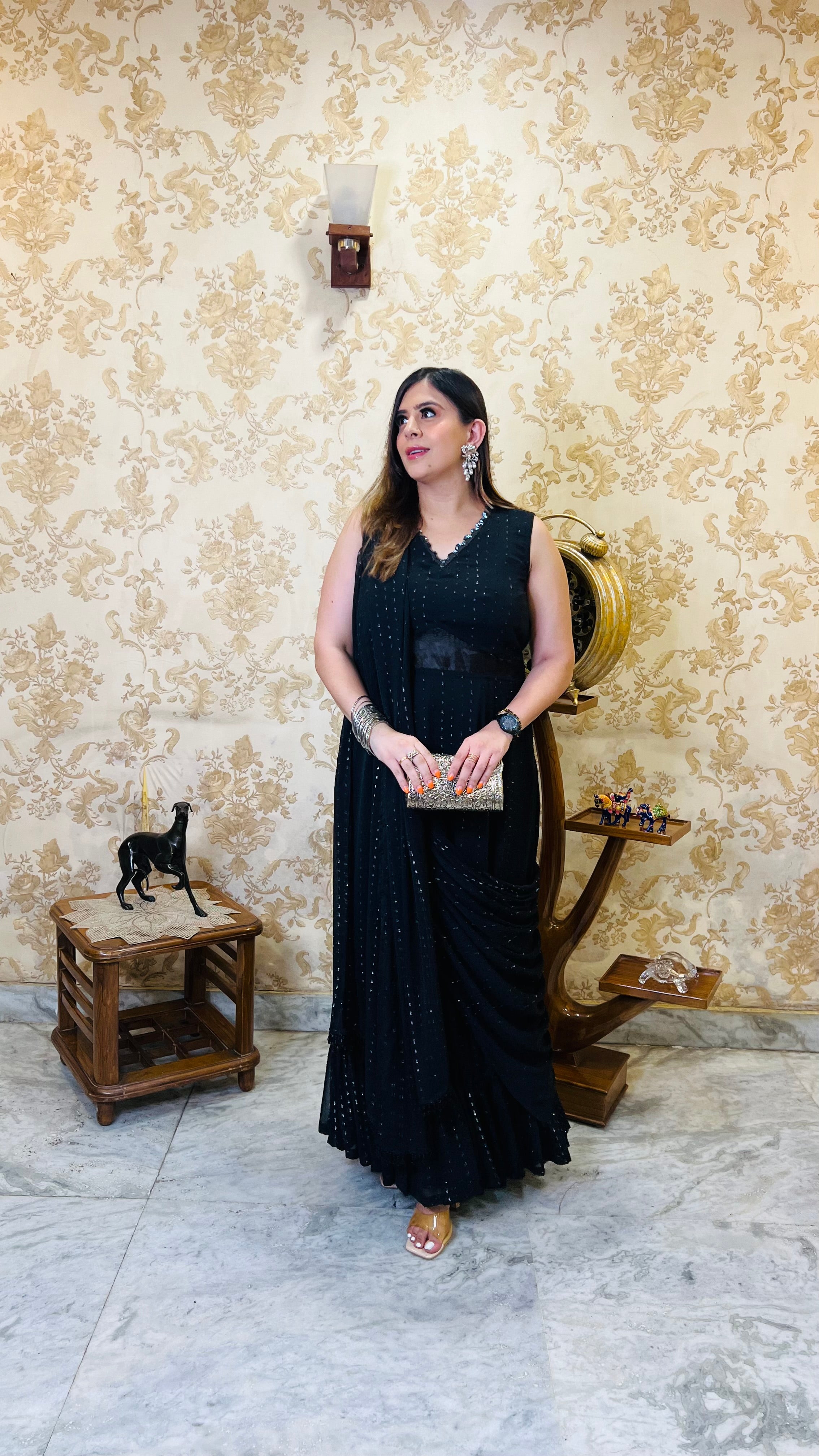 Black Lurex Maxi Saree