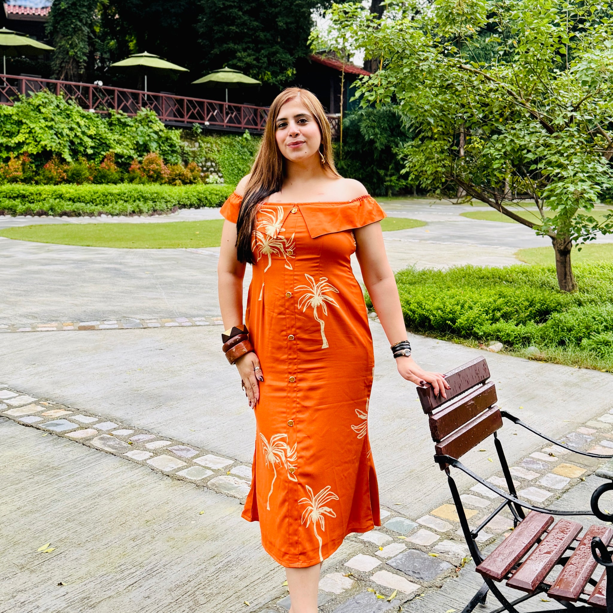 Orange Fish Cut Style Midi