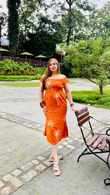 Orange Fish Cut Style Midi