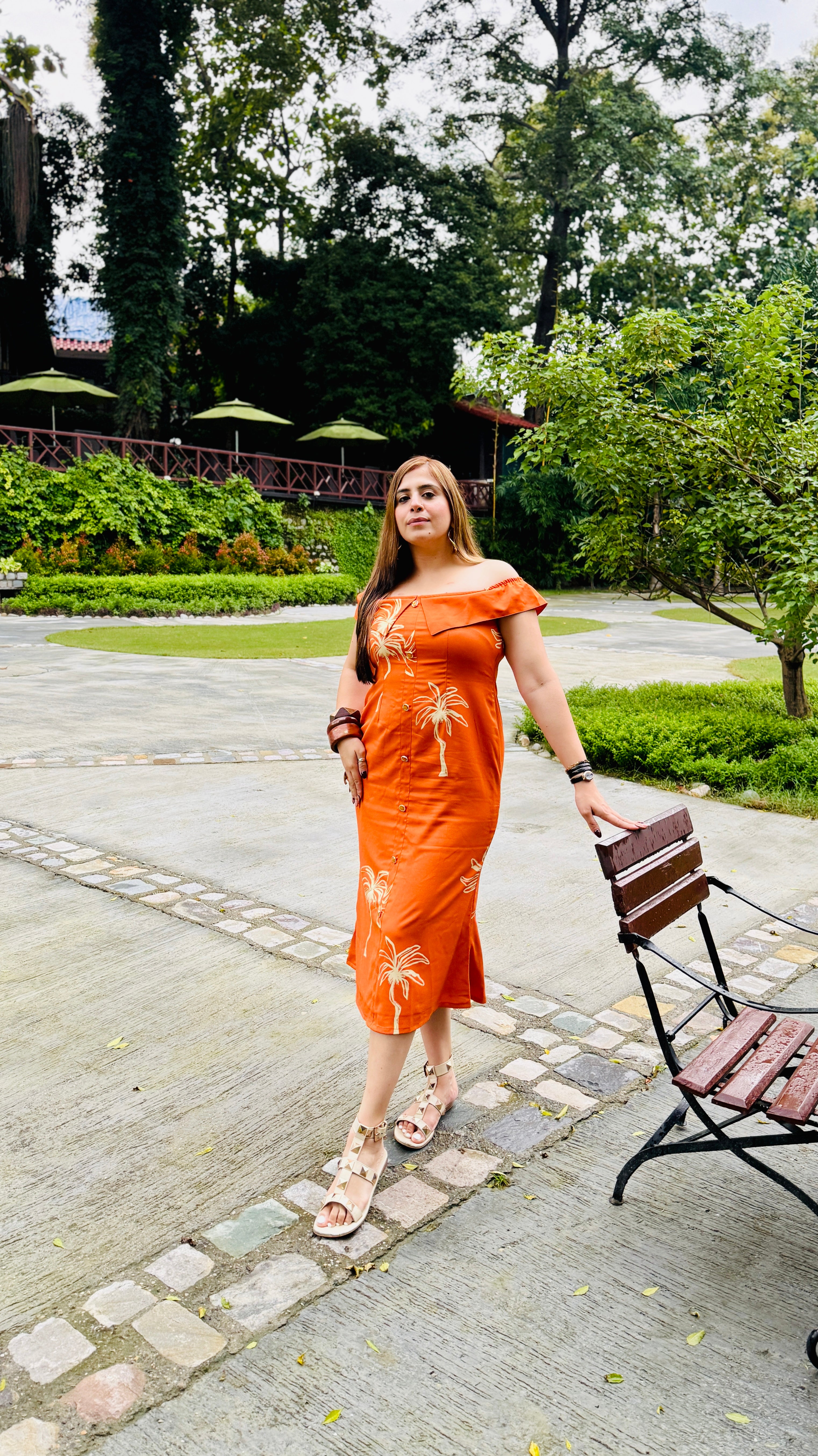 Orange Fish Cut Style Midi