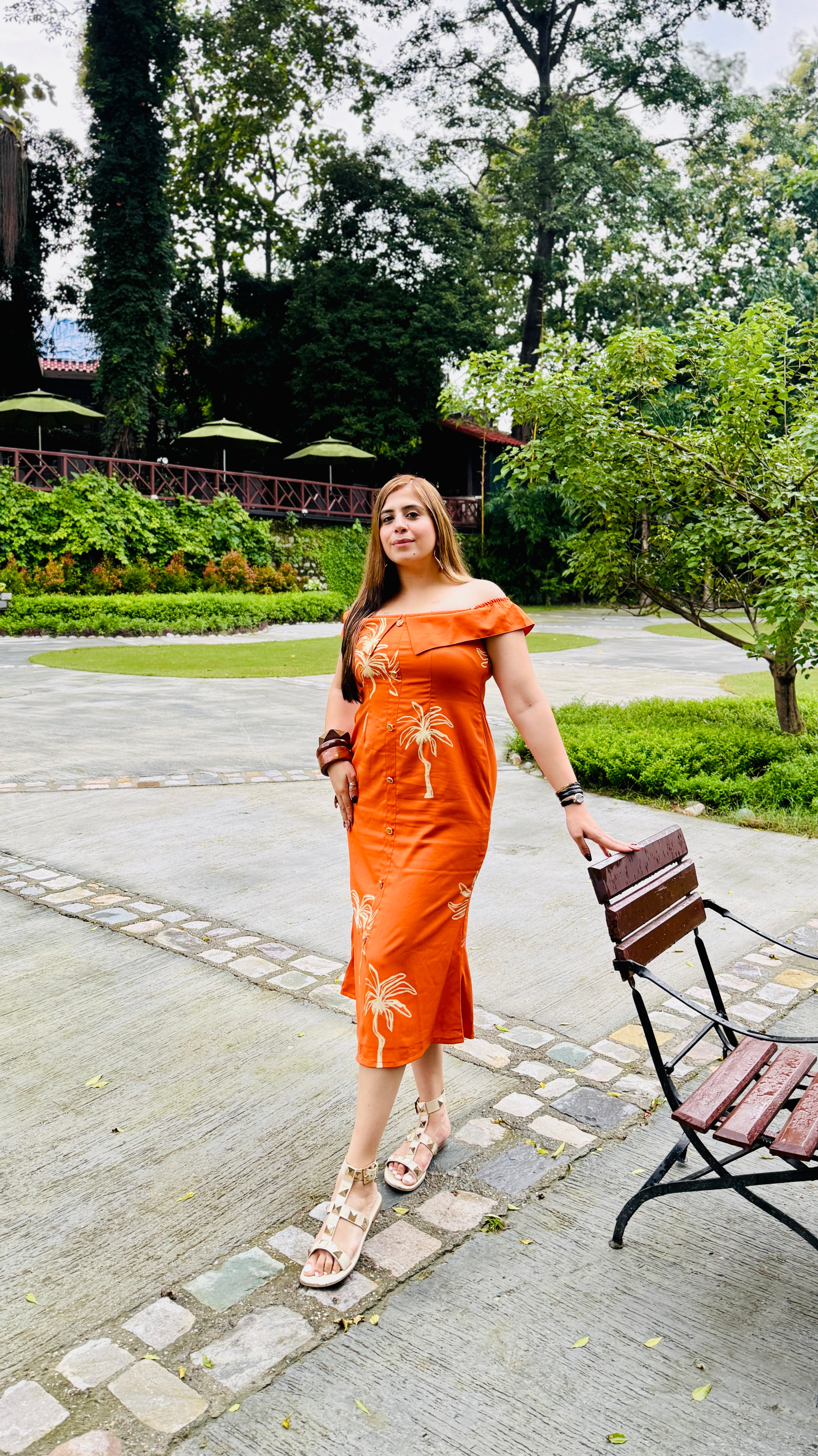 Orange Fish Cut Style Midi