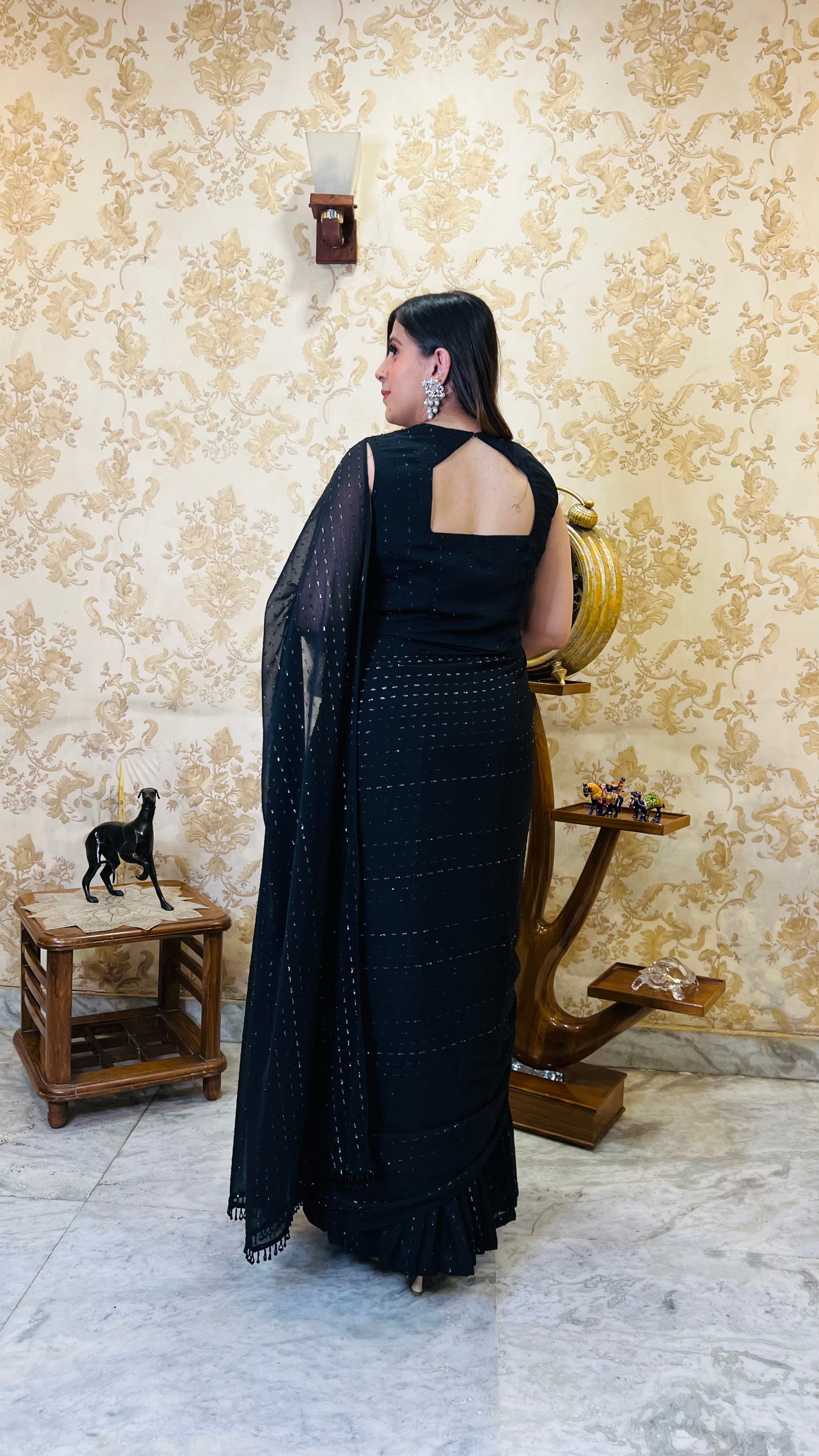 Black Lurex Maxi Saree