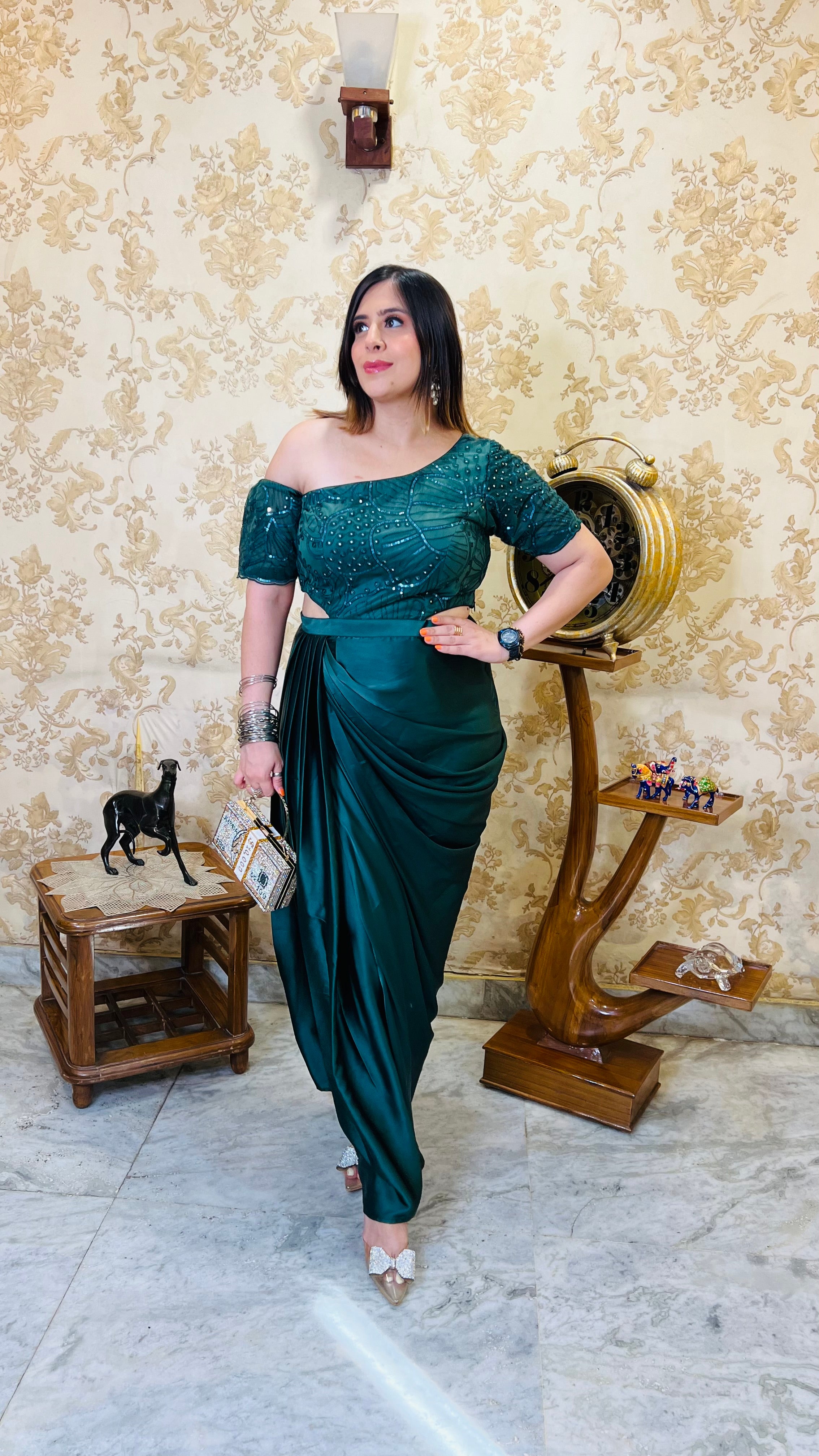 Bottle Green Cocktail Drape