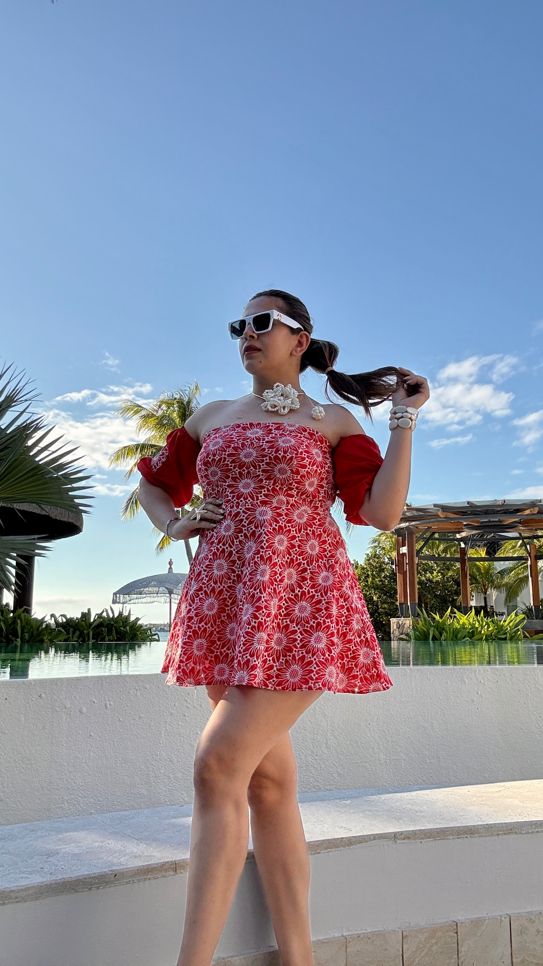 Red Hakoba Cotton Top