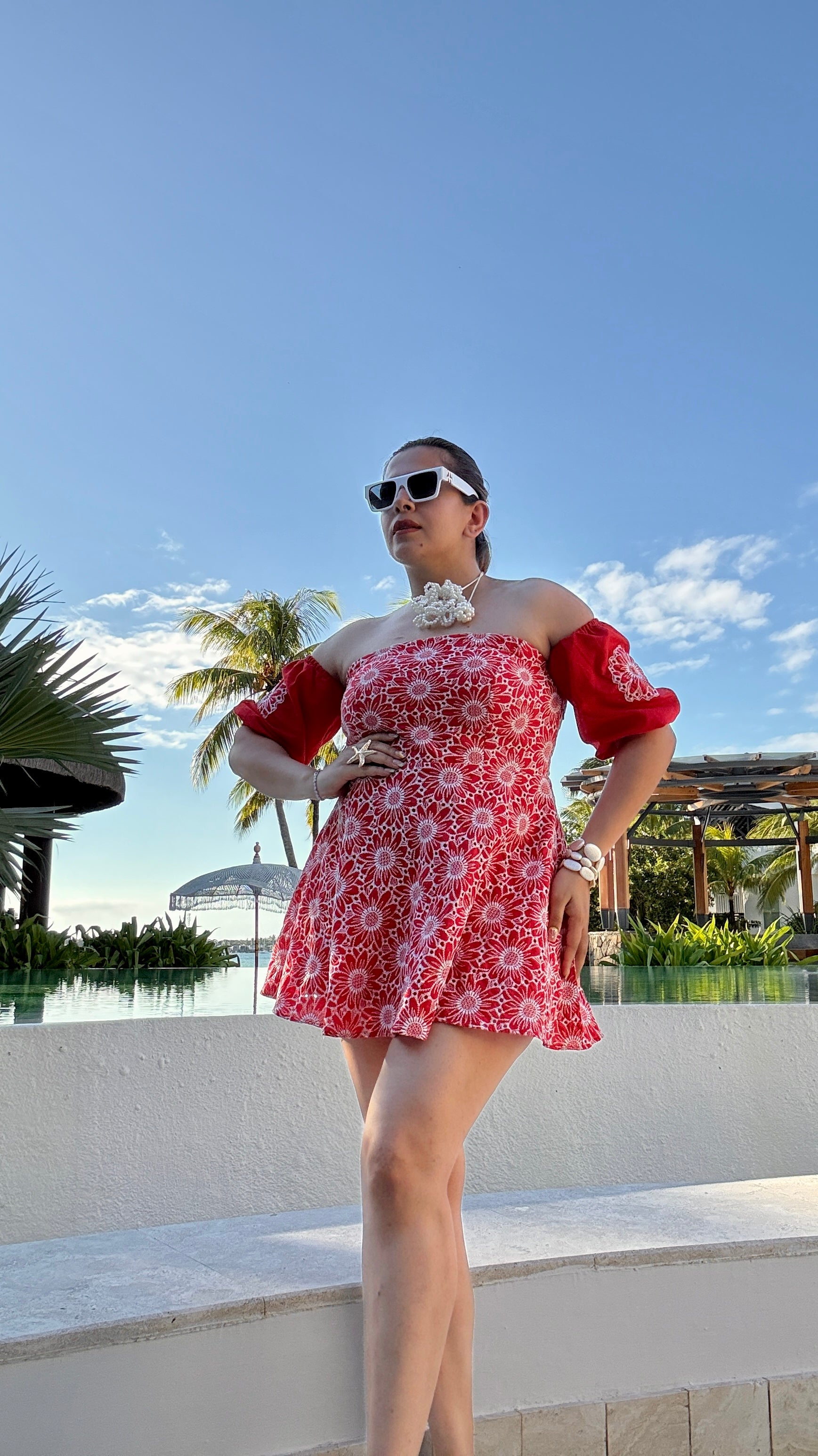 Red Hakoba Cotton Top